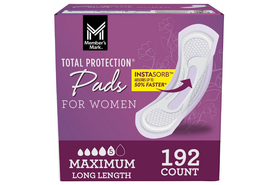 Member’s Mark Total Protection Max Long Pads 5 Drop Absorbency 192 Ct