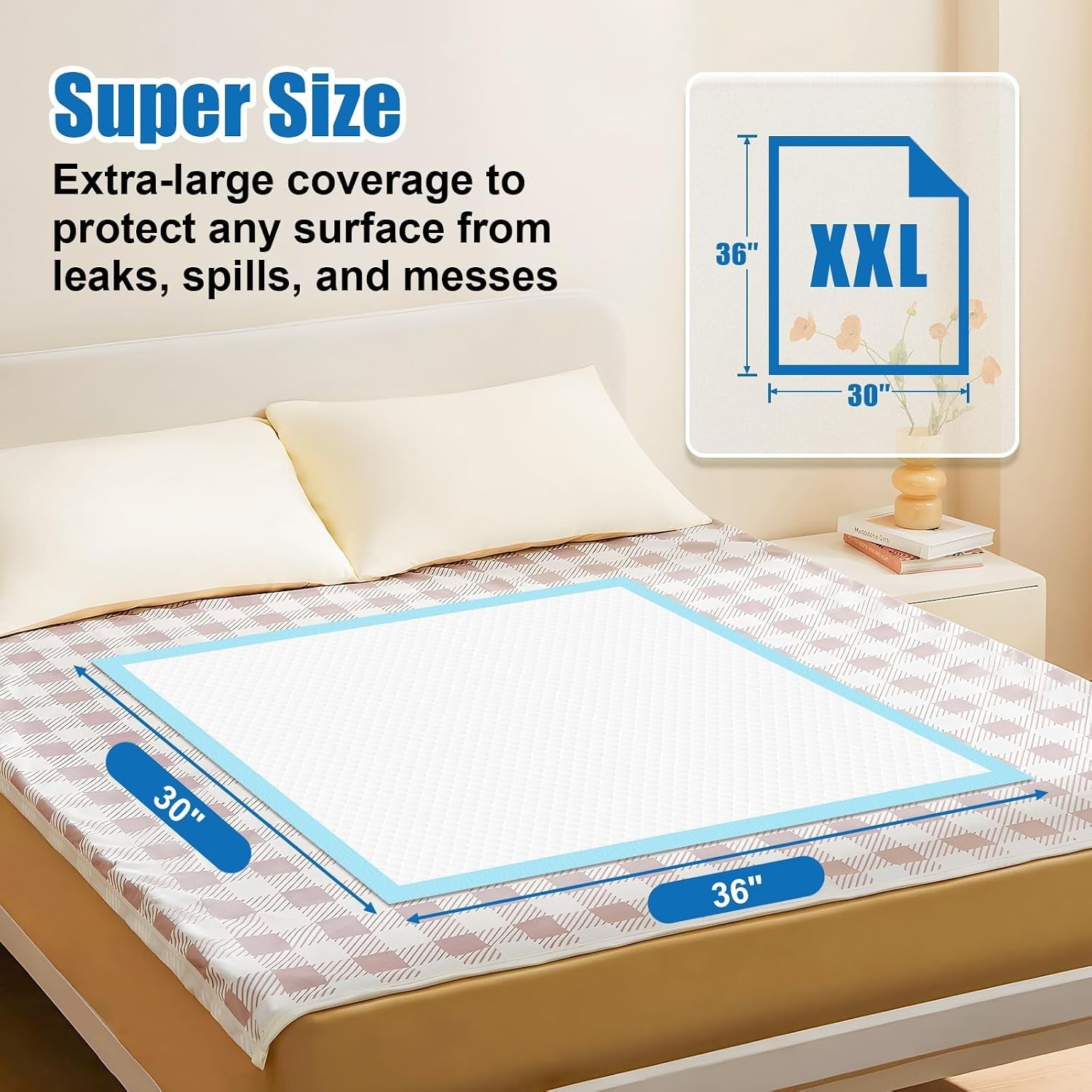 VISRIE 30×36″ Disposable Bed Pads 100Pcs Adult Incontinence Underpads