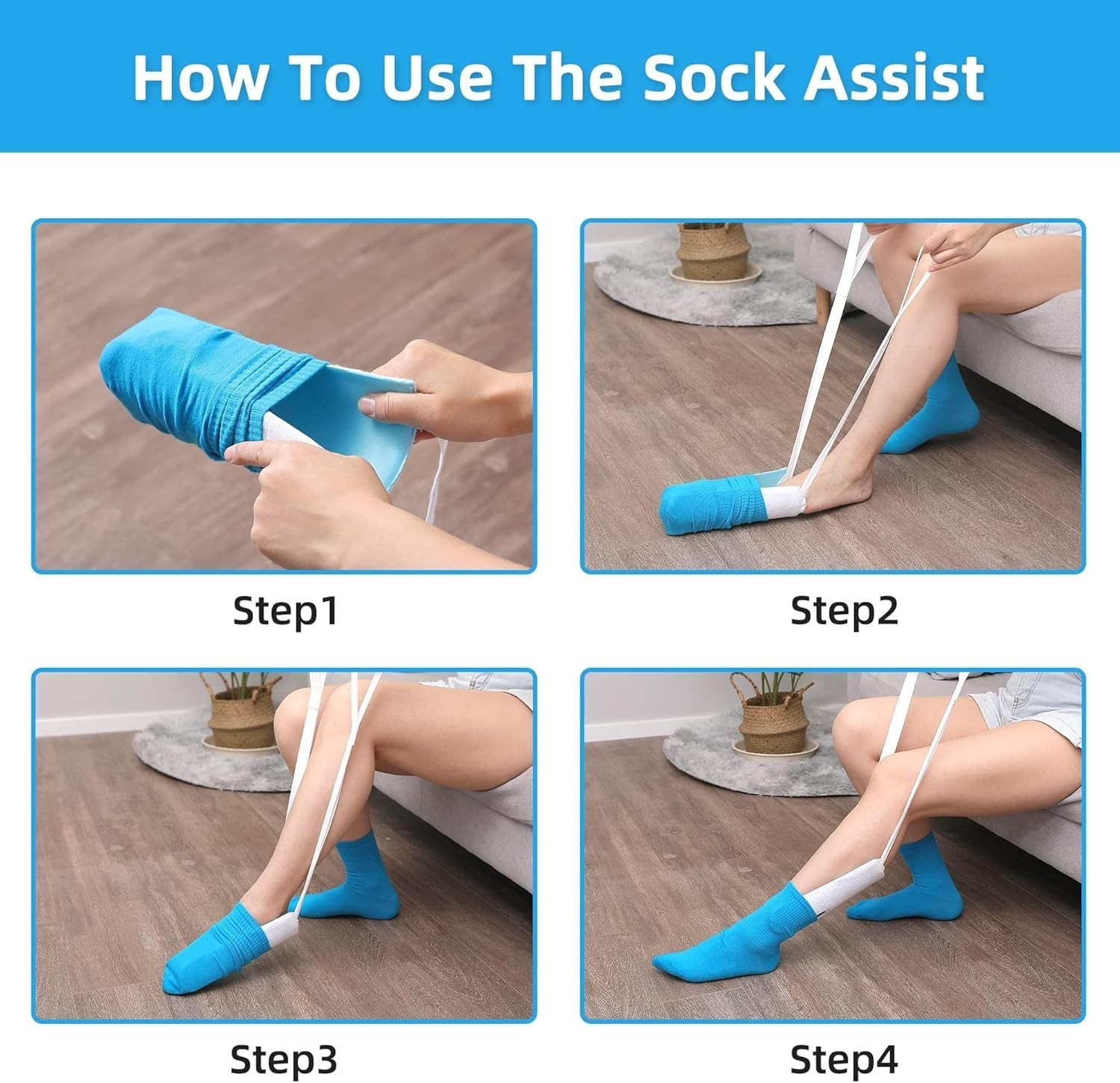Soft Sock Aid & Adjustable Clip-Strap Pants Assist for Limited Mobility Users