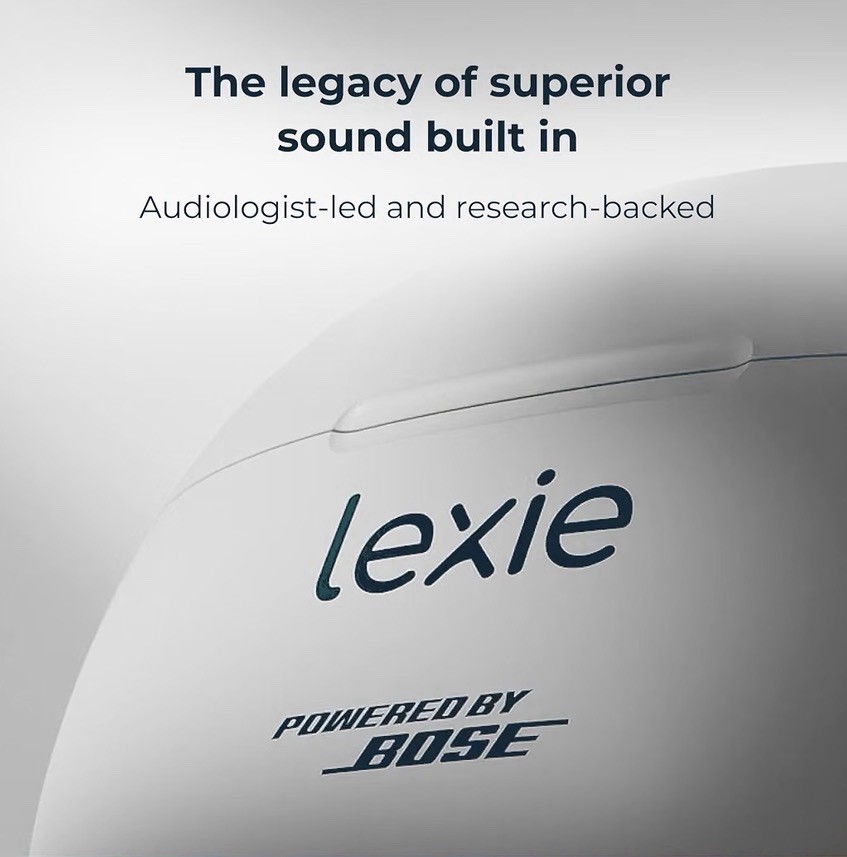 Lexie B3 Powered by Bose RIC Rechargeable Bluetooth Hearing Aid, White + Case