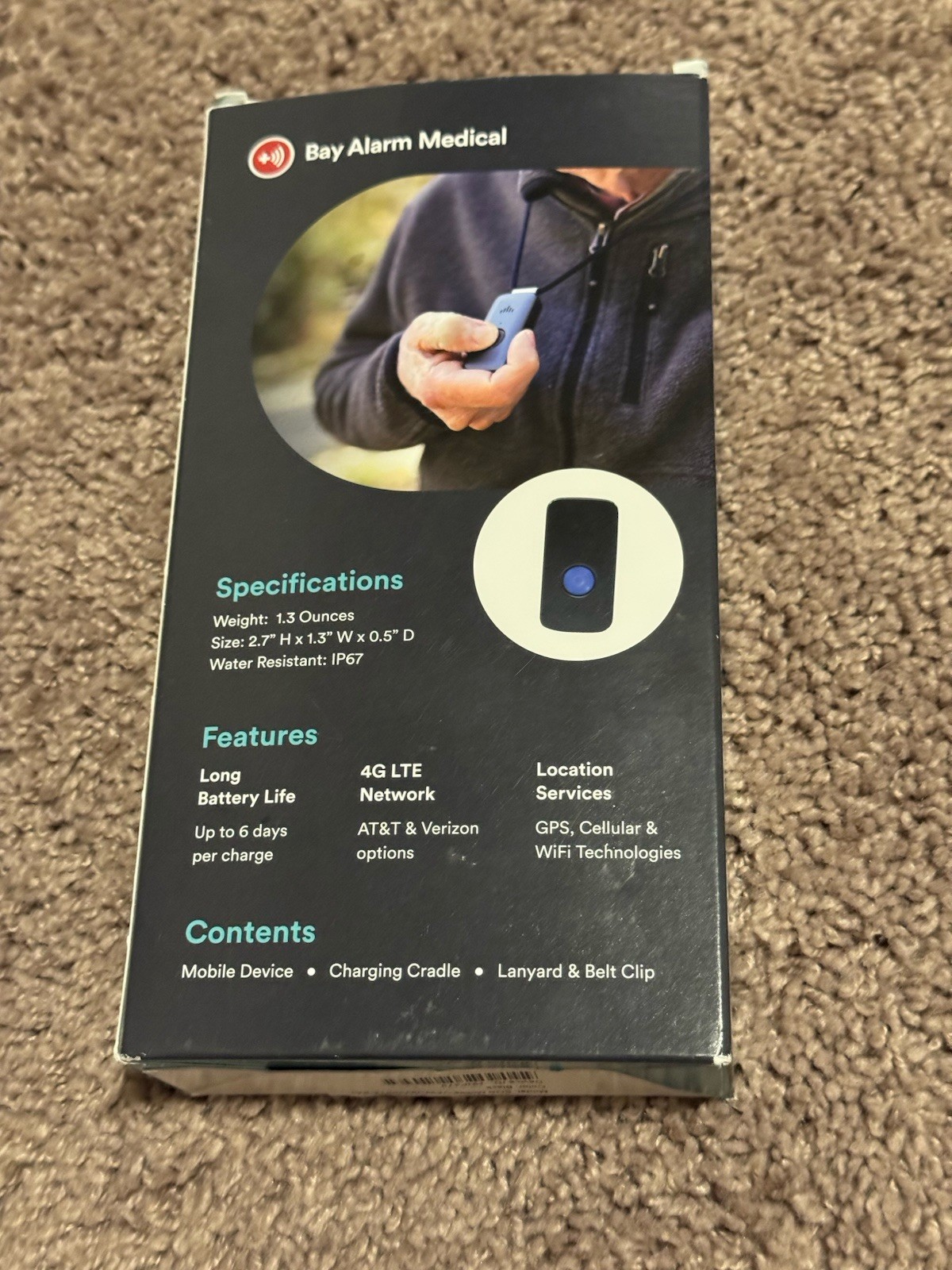 Bay Alarm Medical SOS Mobile GPS Alert Device WV091Z-BA Black, Water Resistant