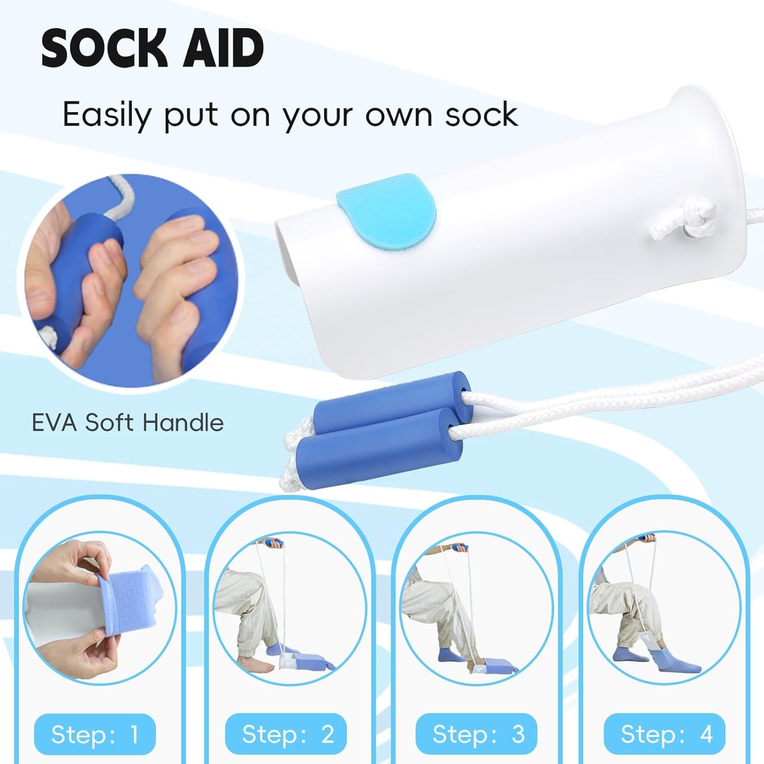 Sock Aid Kit, Sock Puller Aid Easy On and Off, Sock Assistant Device No Bending,