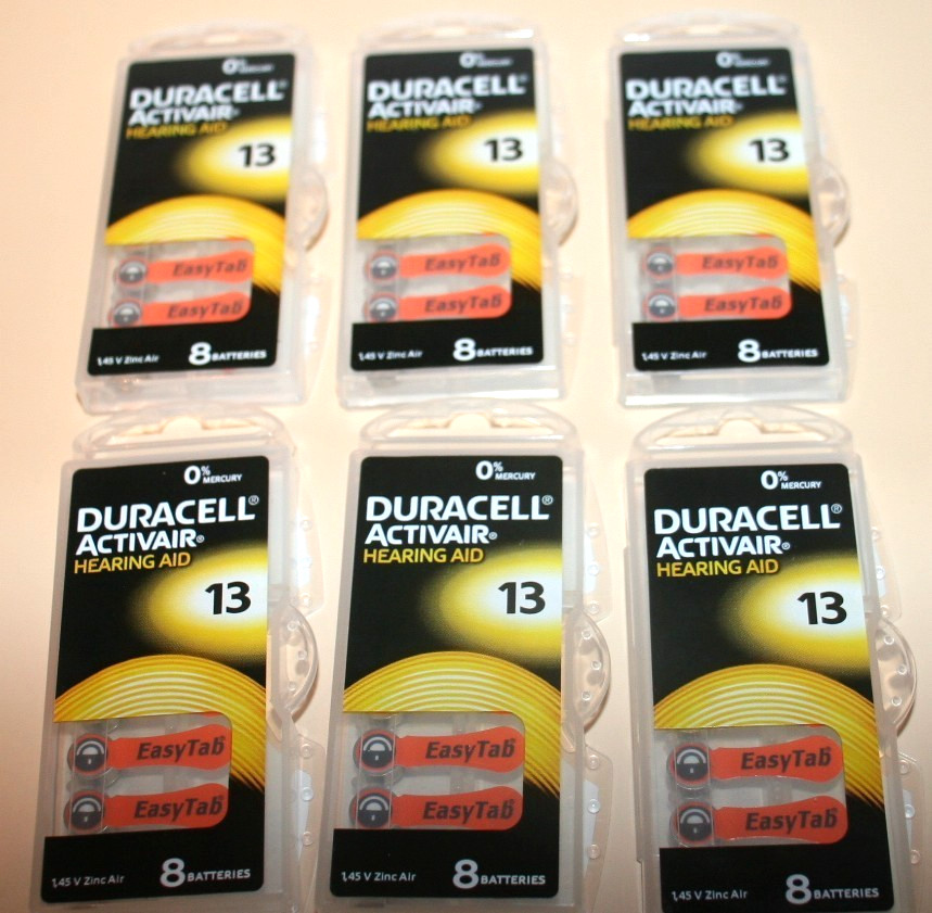 Duracell Activair Mercury Free Hearing Aid Batteries Size 13 Exp 2028 (48 TOTAL)