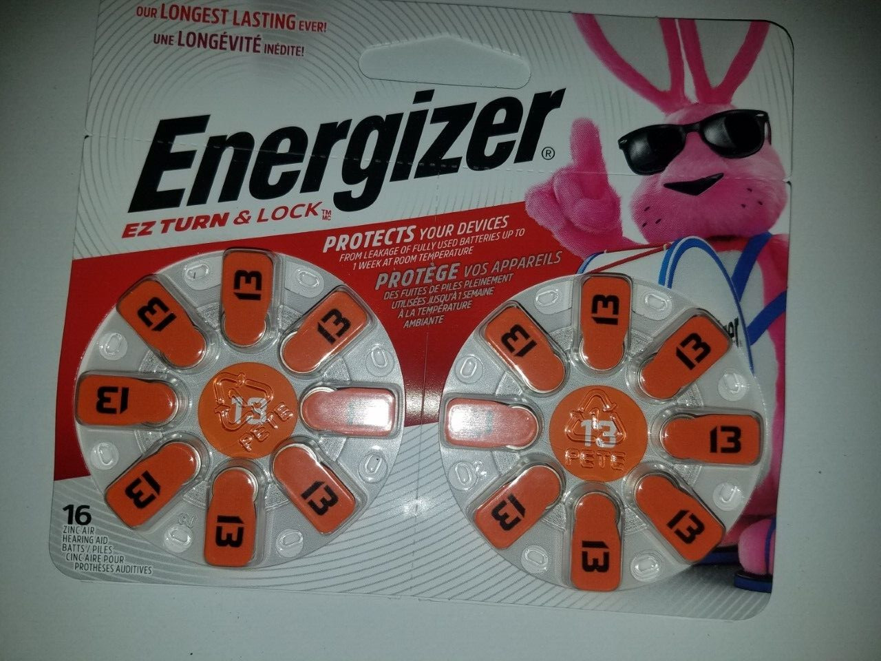 4x Energizer Size 13 Zinc Air Hearing Aid Batteries Pack Of 16 Expires 2024-05