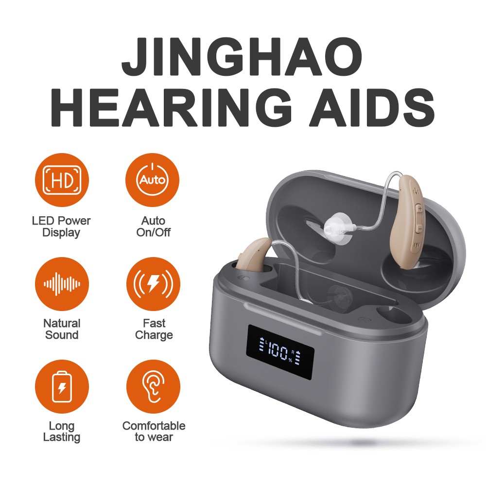 JINGHAO 1 Pair Hearing Aid Rechargable LED Display Auto On/off Fast Charger