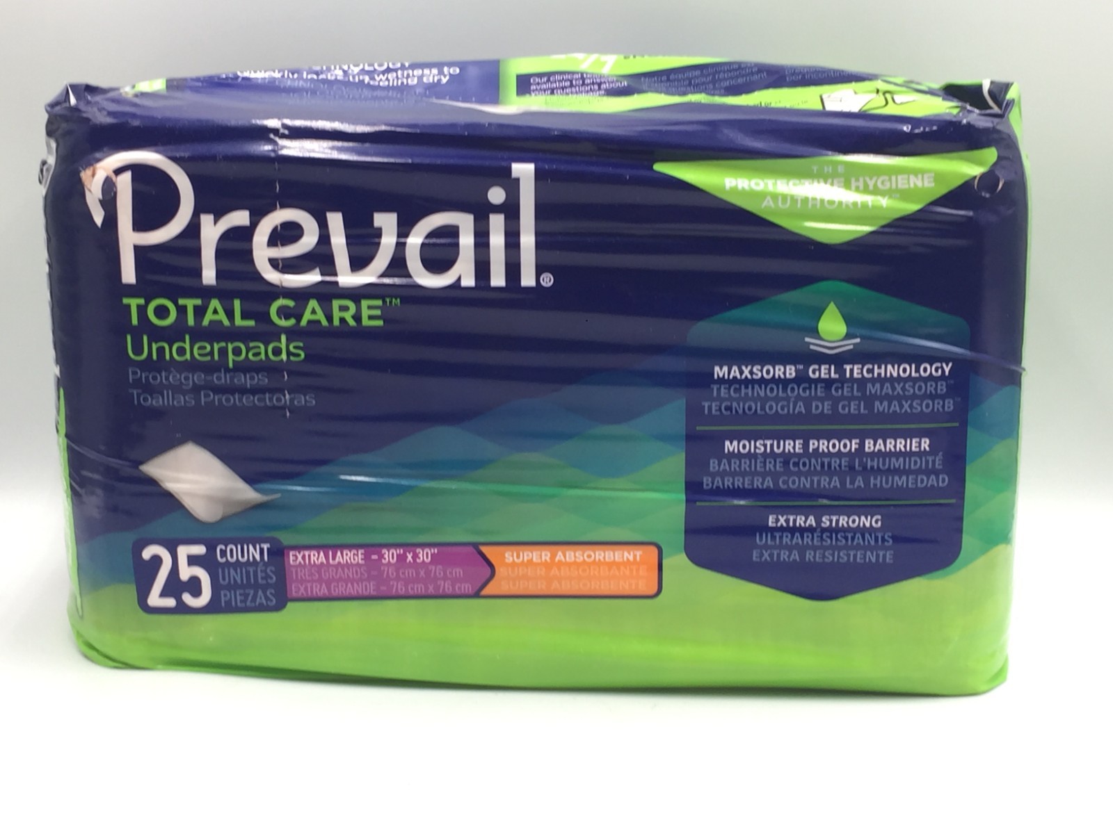 Prevail Underpad Heavy Absorbency 30X30″ 25 Pack XL Total Care Underpads New Pk