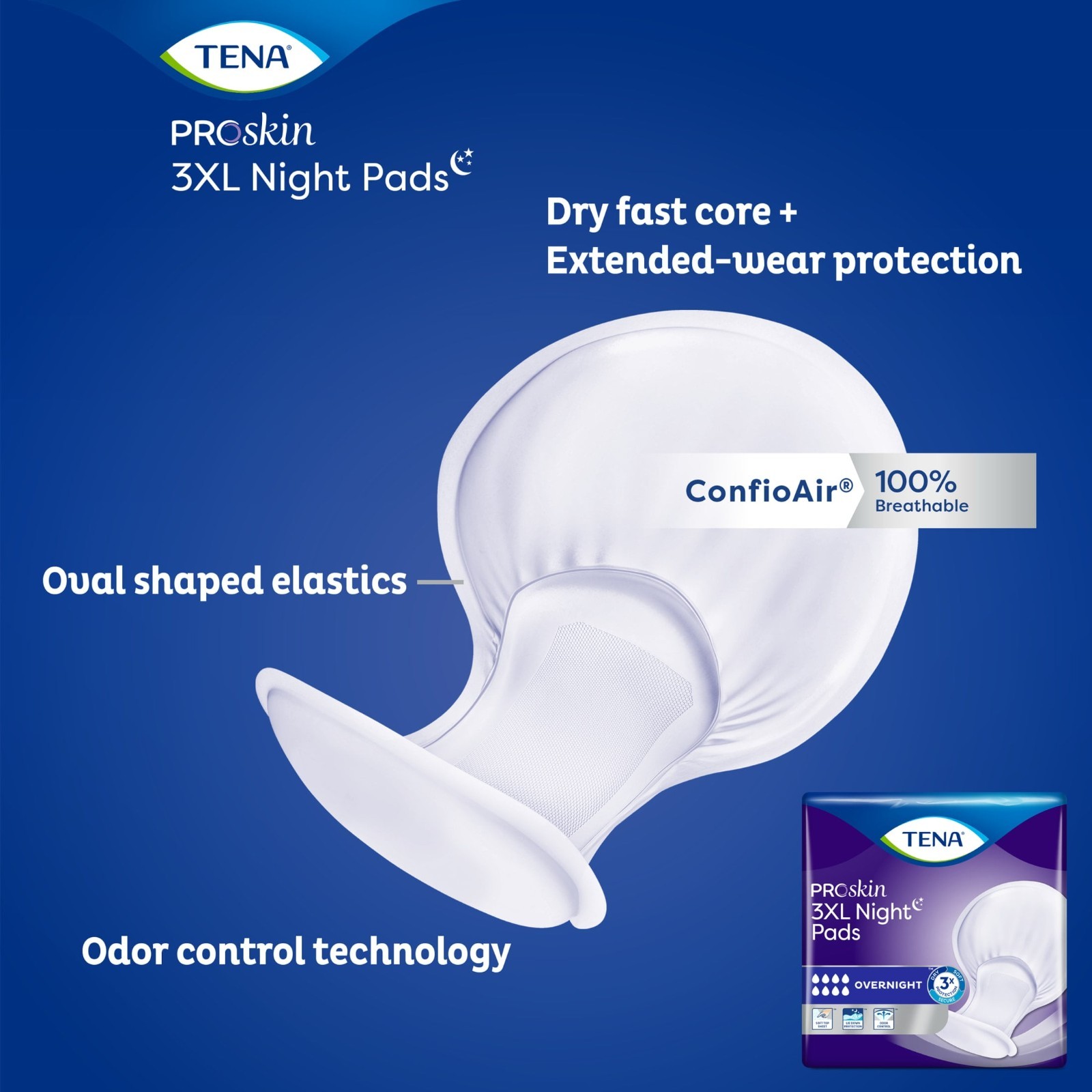 “2Pack Tena ProSkin 3XL Incontinence Pads 24Ct Overnight Absorbency Unisex Care
