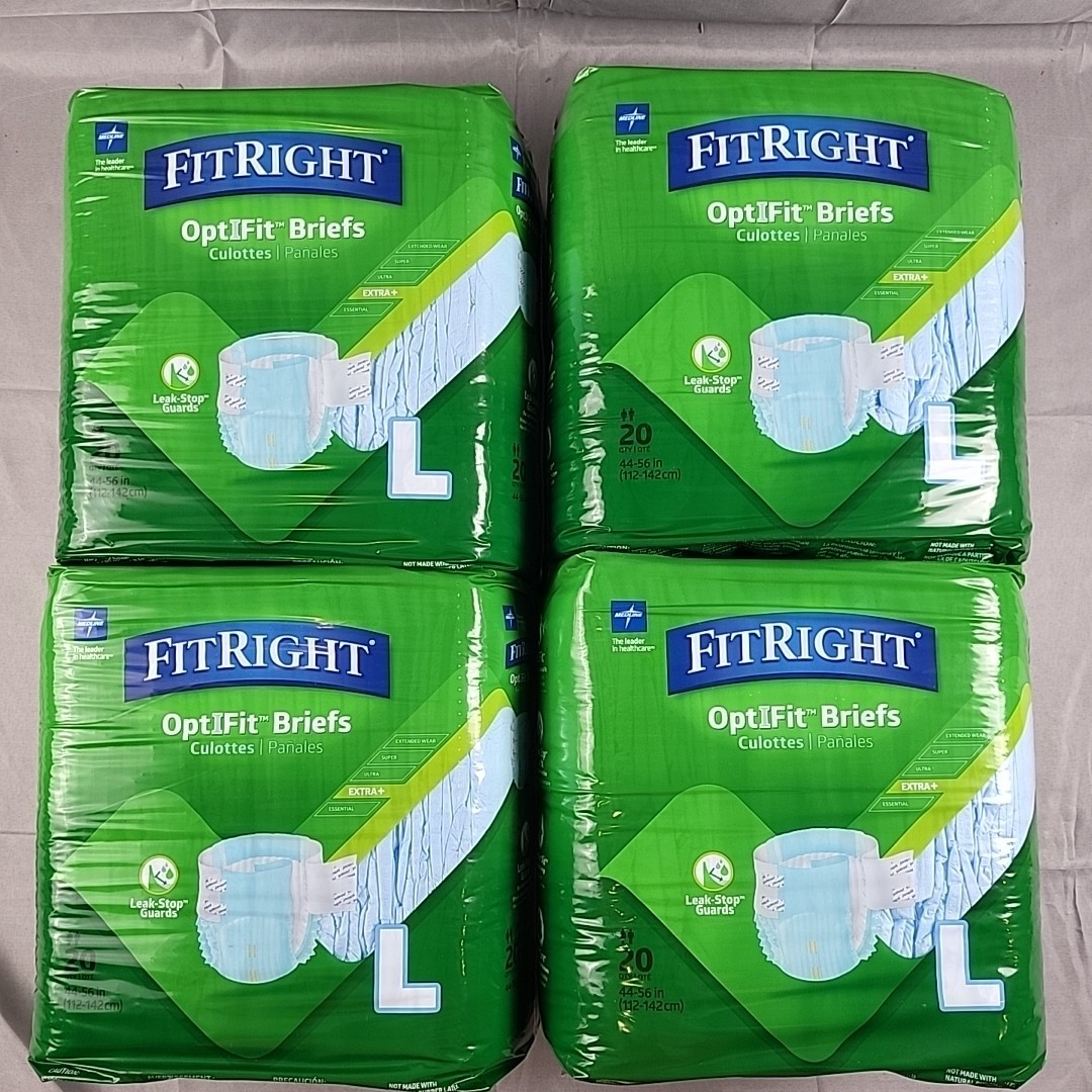80 ct Medline FitRight OptiFit Briefs Large (44″-56″ Waists) Extra+ Absorbency