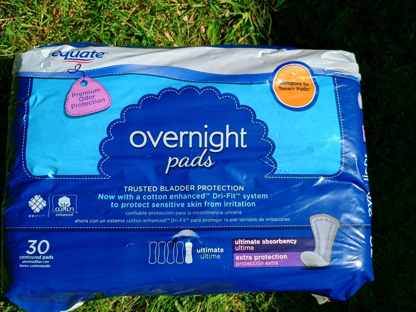 Equate Overnight Incontinence Pads Ultimate Absorbency Extra Protection 30 Count