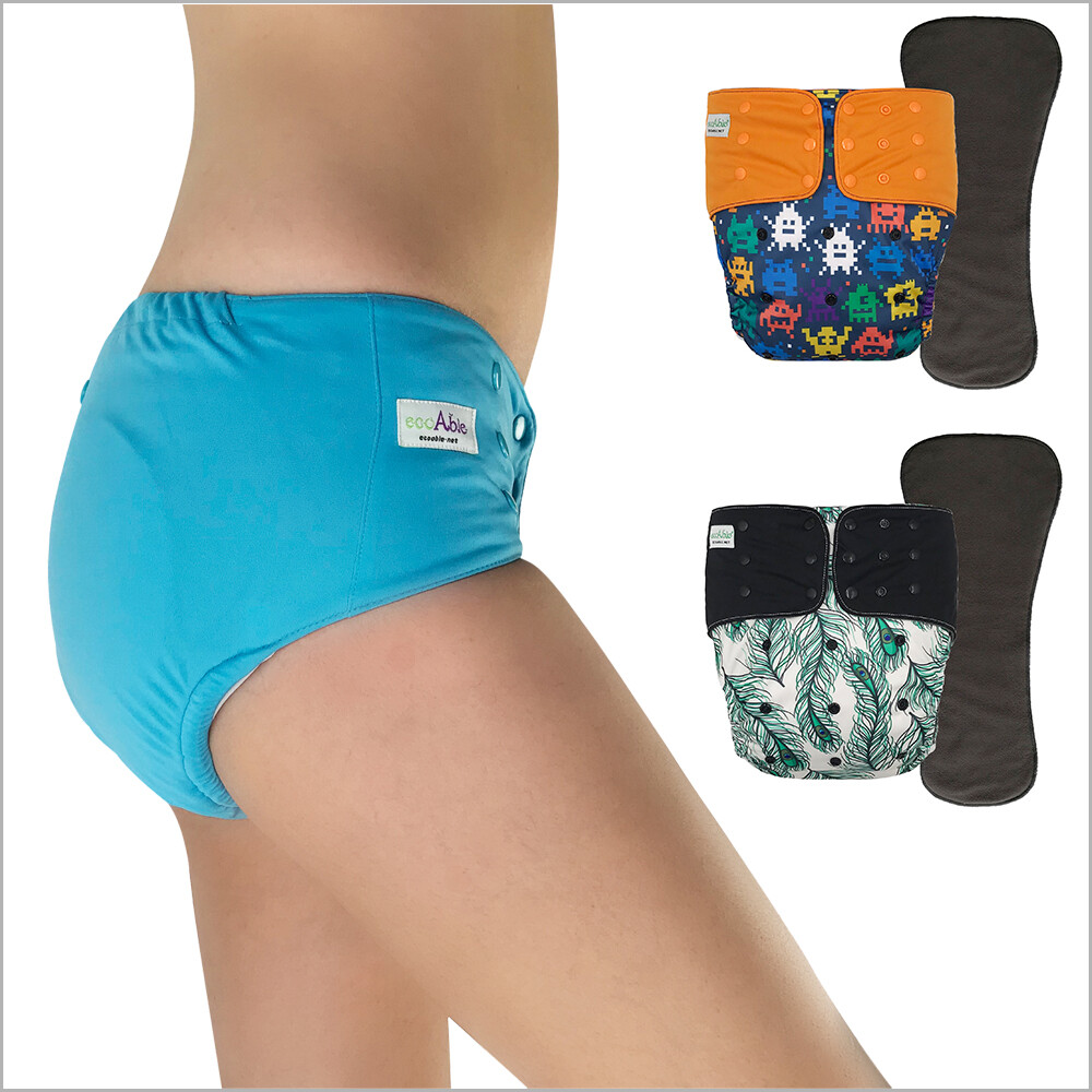 EcoAble Incontinence Pocket Cloth Diaper with Insert for Special Needs Adults
