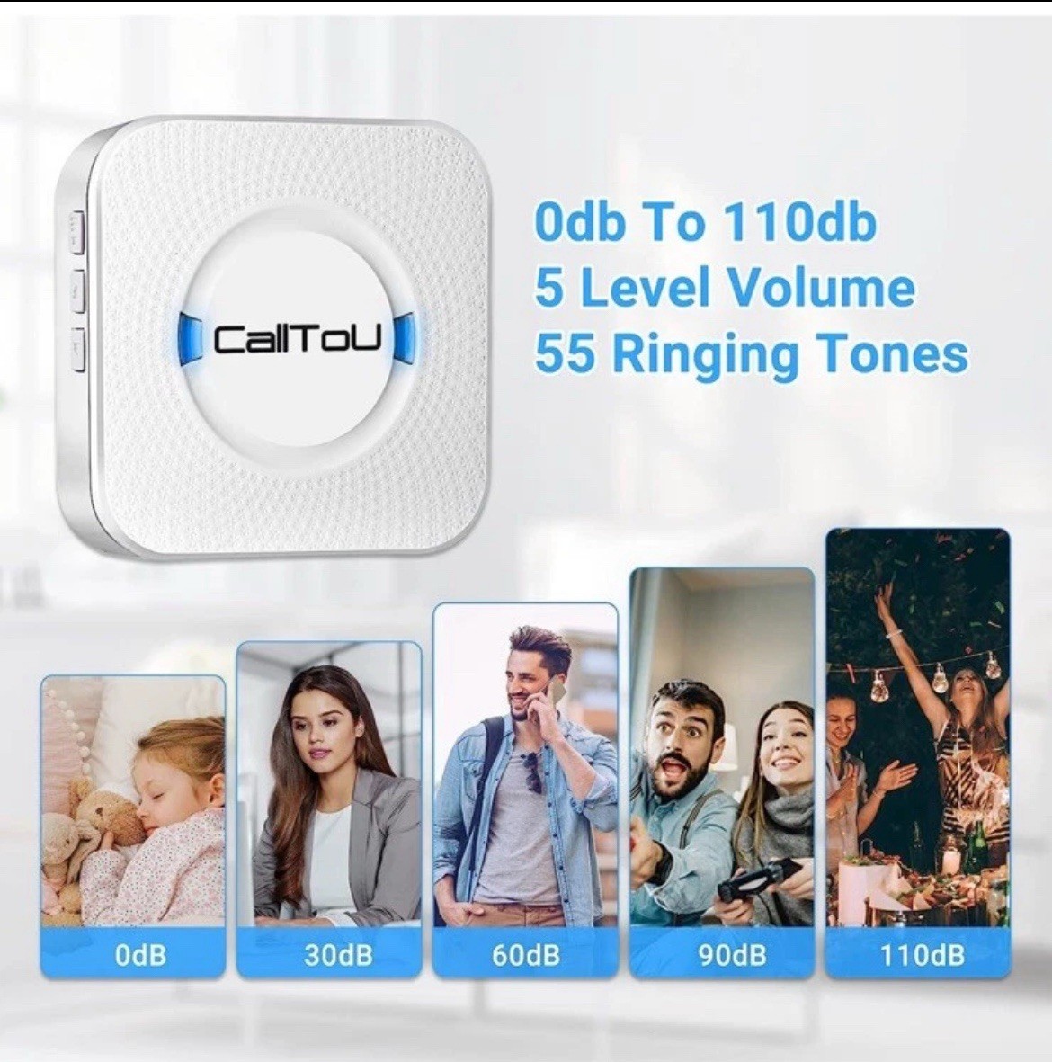 CallToU Caregiver Pager Wireless Panic Button 3 Receivers 3 Waterproof Transmit…