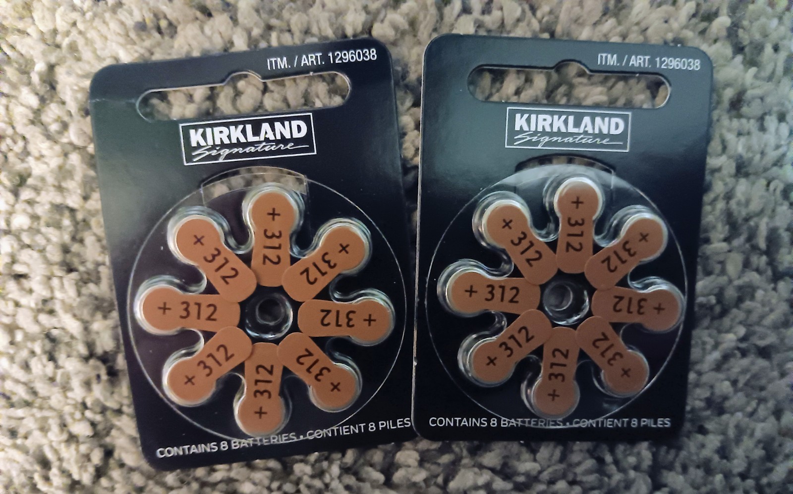 Kirkland Hearing Aid Batteries Sz 312 (Exp.11/27) Mercury Free 8 X 2 Pack= 16 ct
