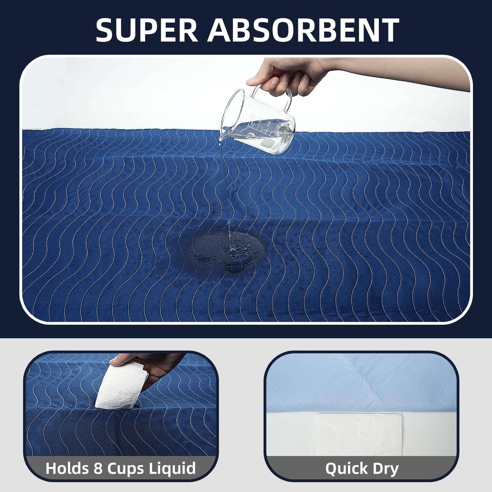 Ultra-Absorbent Extra Large Washable Waterproof Bed Pads 36X72 Reusable