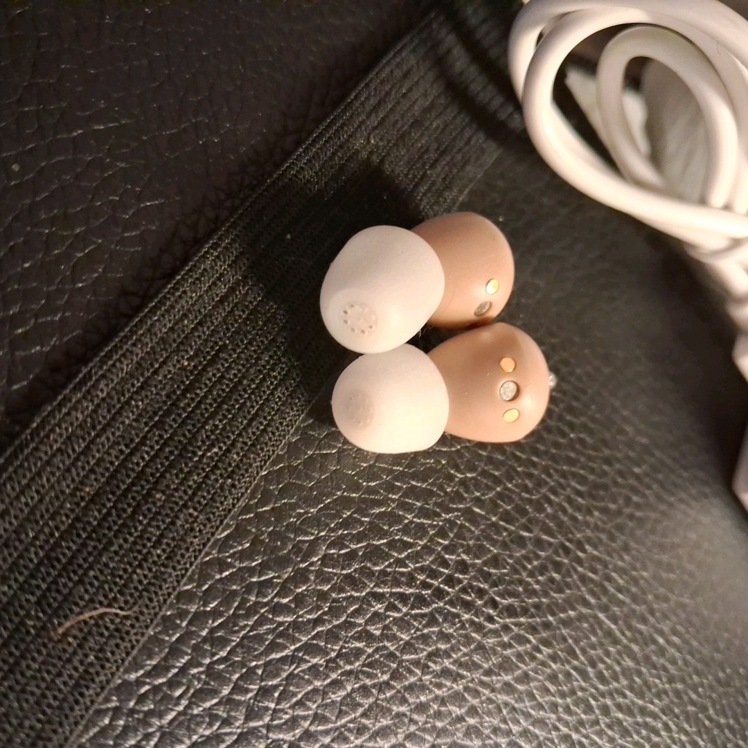 Audien Atom Pro 2 Hearing Aid White/Beige, Rechargeable, OTC with Charging Case
