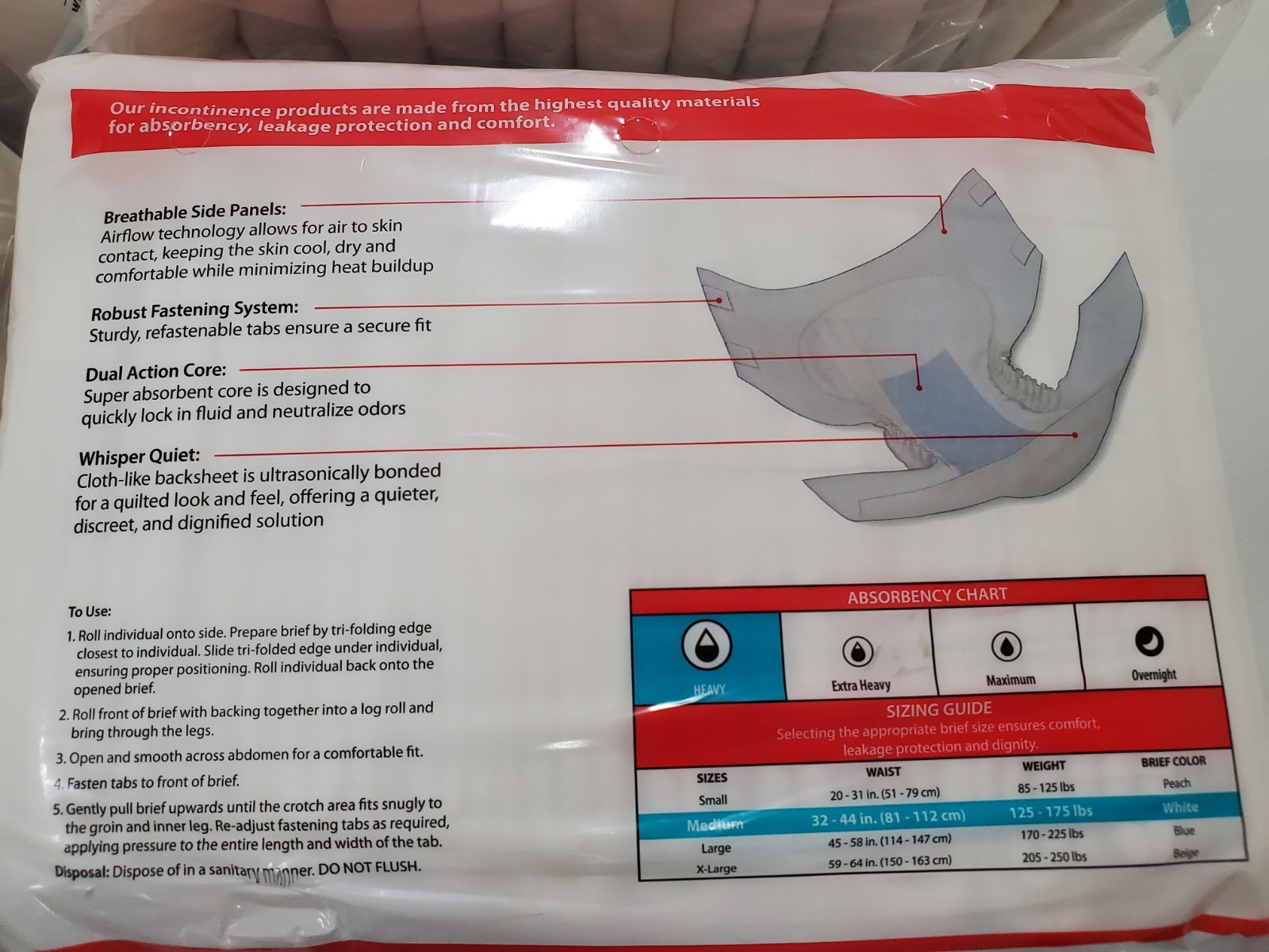 (48) Cardinal Health Quilted Adult Briefs Wings Plus Medium 4 bags x 12