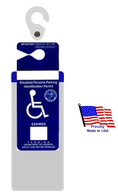 Florida Handicap Placard Holder & Protector. Sturdy Hook- ON & OFF in a Snap.
