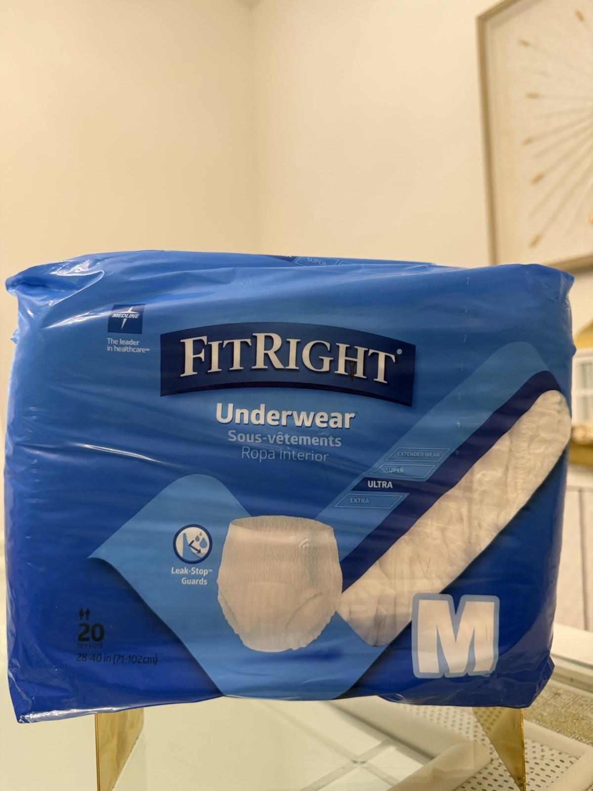 FitRight Ultra Underwear Unisex 28-40 in. (71-102) Medium 20 Count