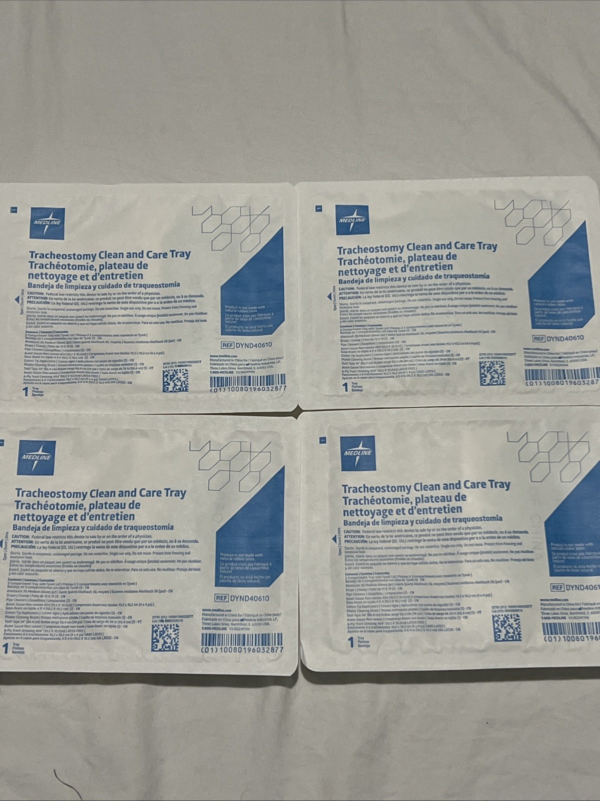 Medline Tracheostomy Clean and Care Tray Kit DYND40610 Lot Of 4
