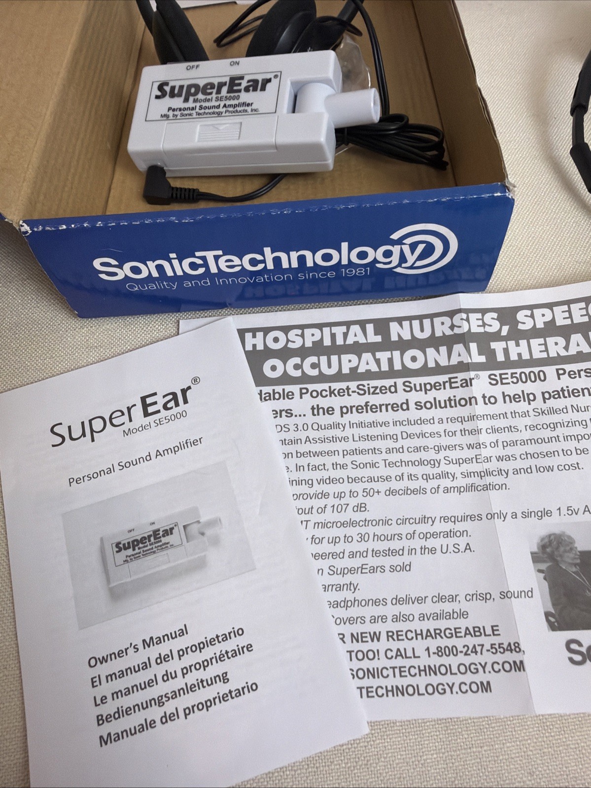 Lot of 2 SuperEar SE5000 Personal Sound Amplifiers Speech Therapy Assist Device