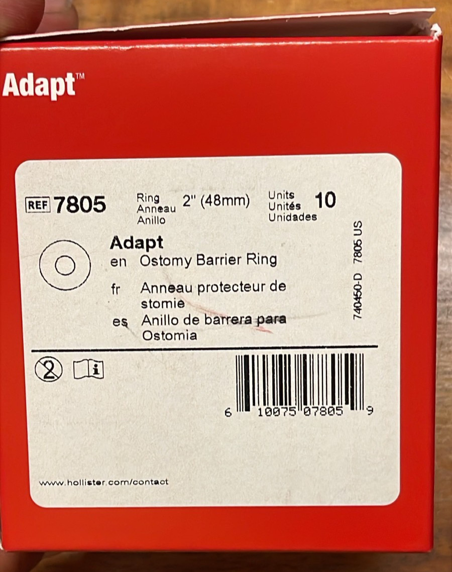 1 Box (10 units) of Hollister Adapt Ostomy Barrier Rings 7805 2″ Exp. 03/27