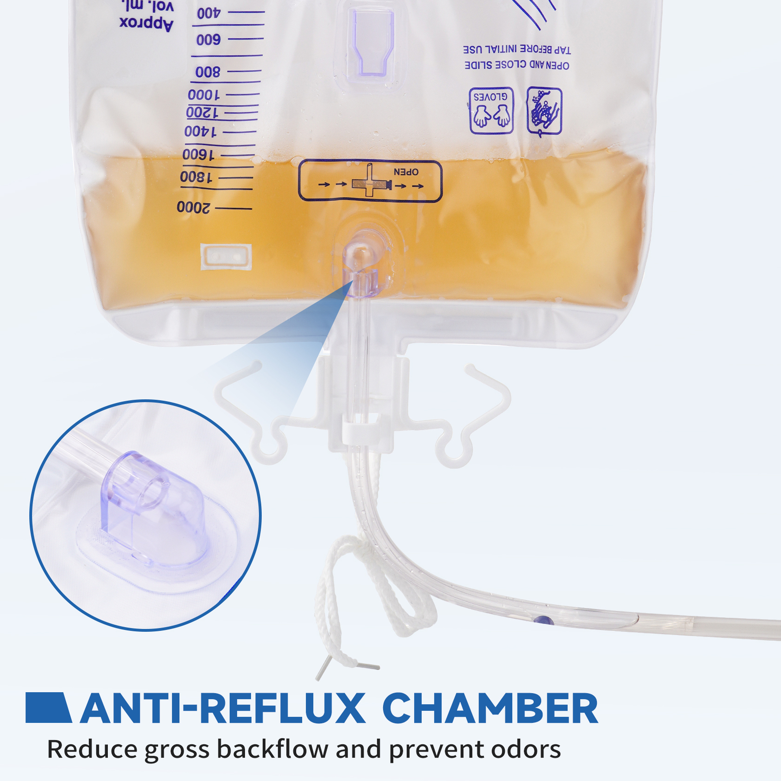10Pcs Large Urinary Drainage Bag with Anti-Reflux Chamber 2000ml Capacity USA