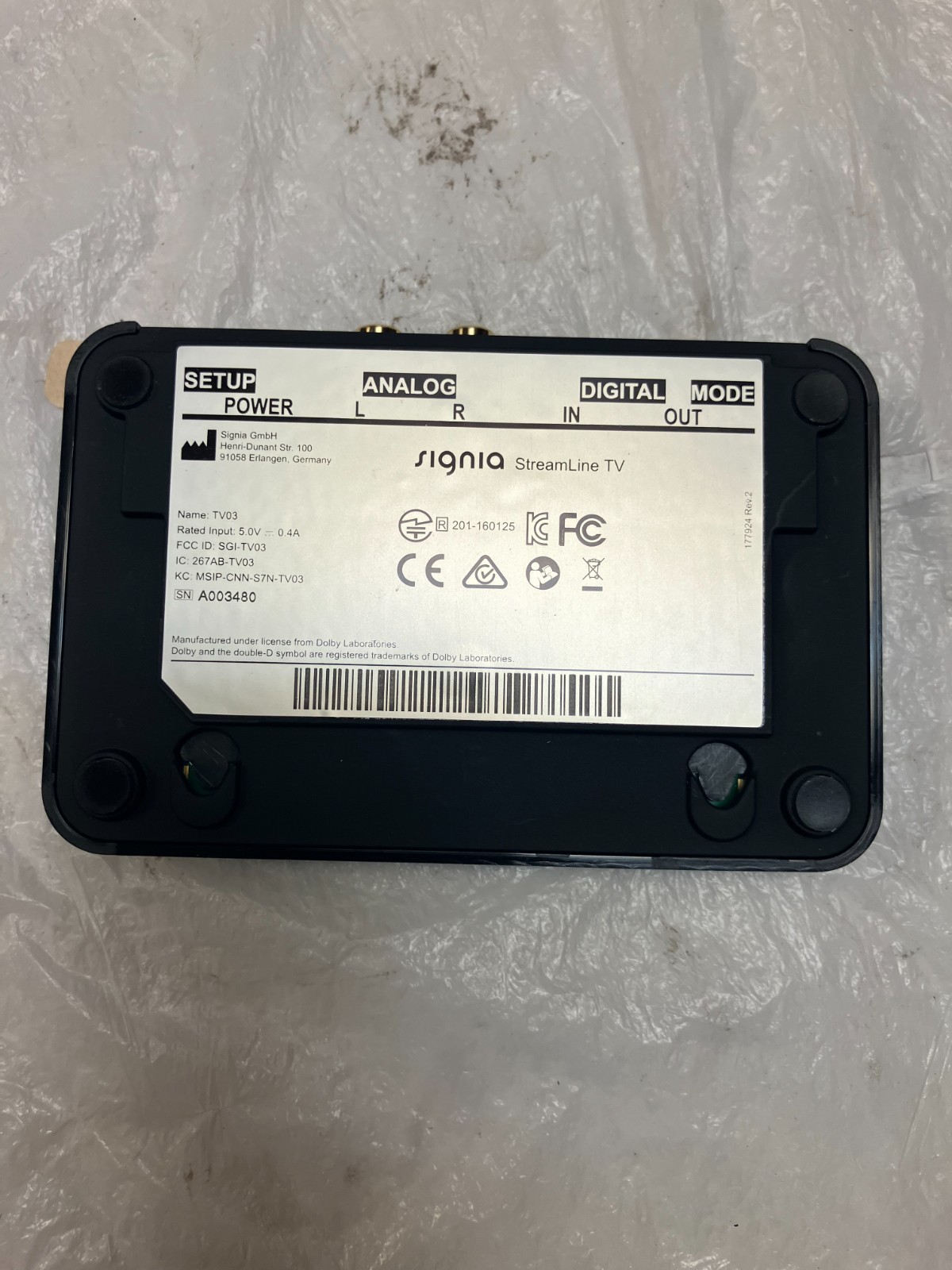 Signia Streamline TV Accessory Set Model TV03 Dolby Digital Used