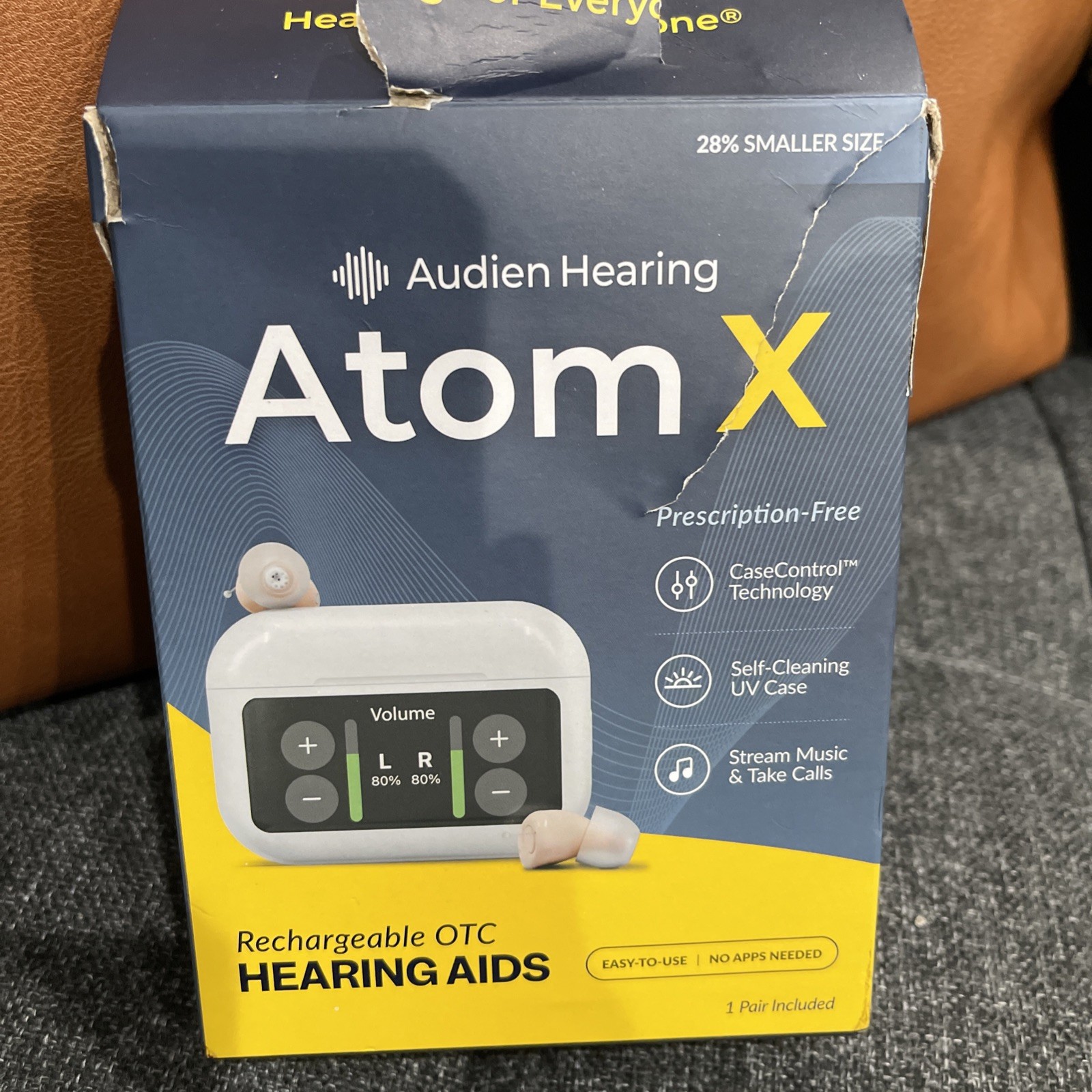 Audien Hearing ATOM X -Rechargeable OTC Hearing Aids -NEWEST MODEL-Free S&H