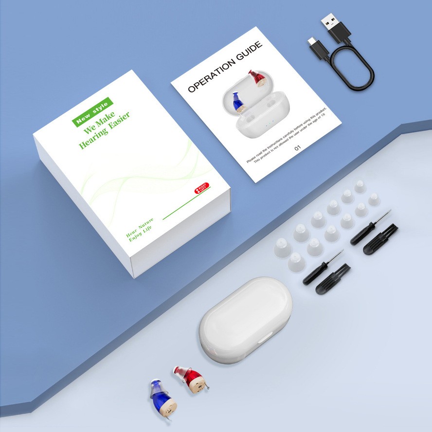 A Pair Hearing Aid Noise Reduction Virtually Invisible Hearing Loss Elderly