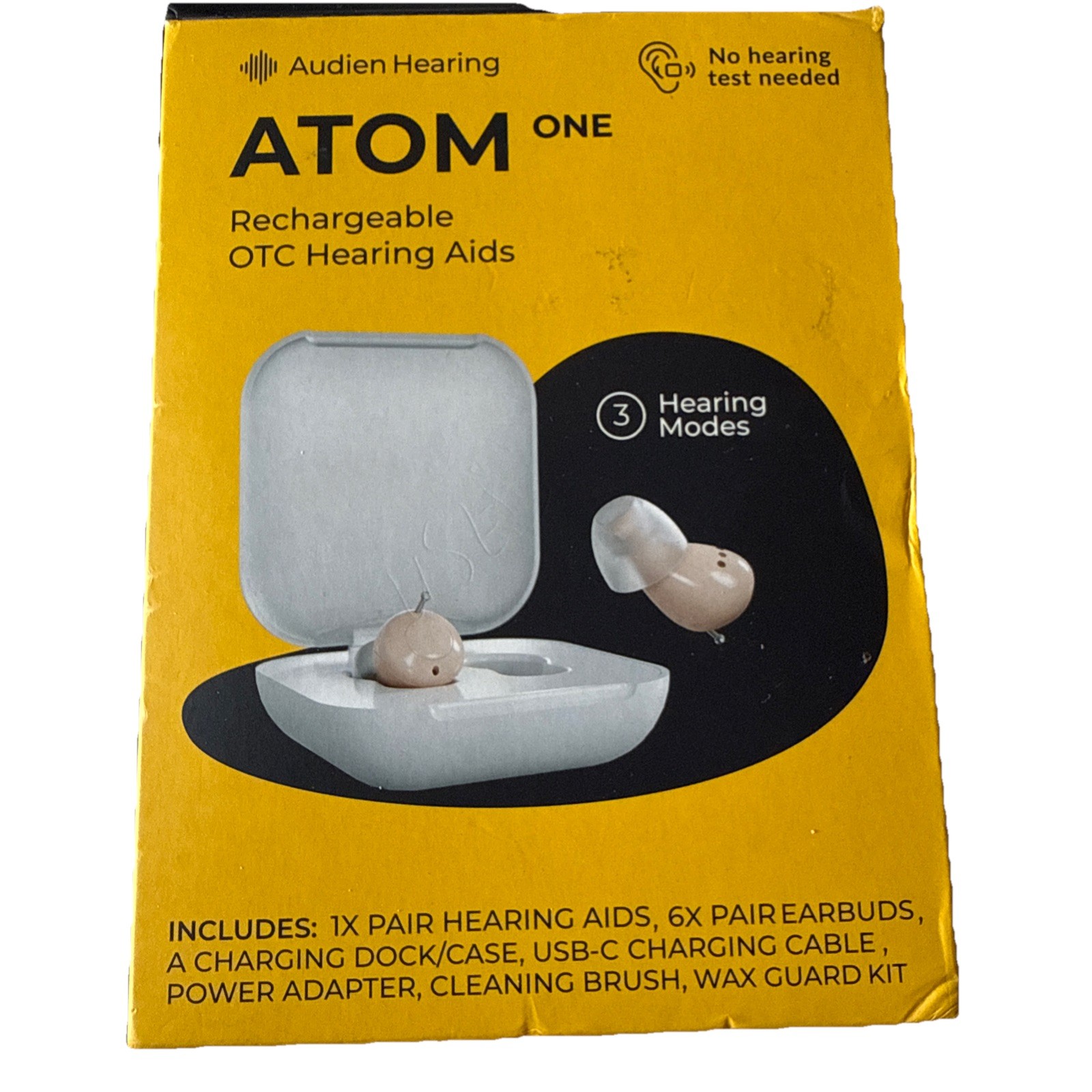 Audien Atom One Rechargeable OTC Hearing Aids Rechargeable With Case