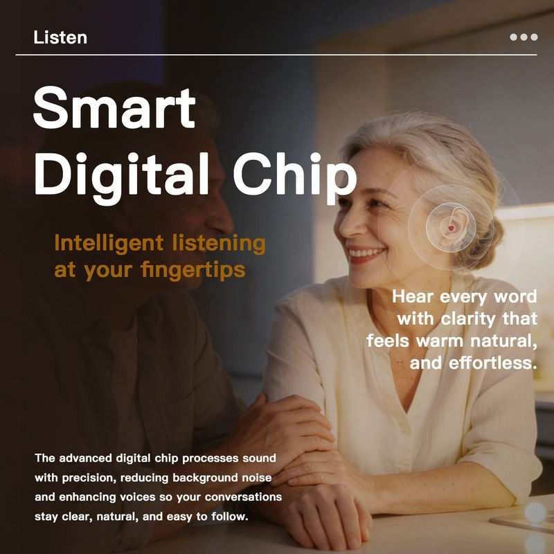 1 Pair Rechargeable Hearing Aids, Digital Signal Processing, Super Clear Sound