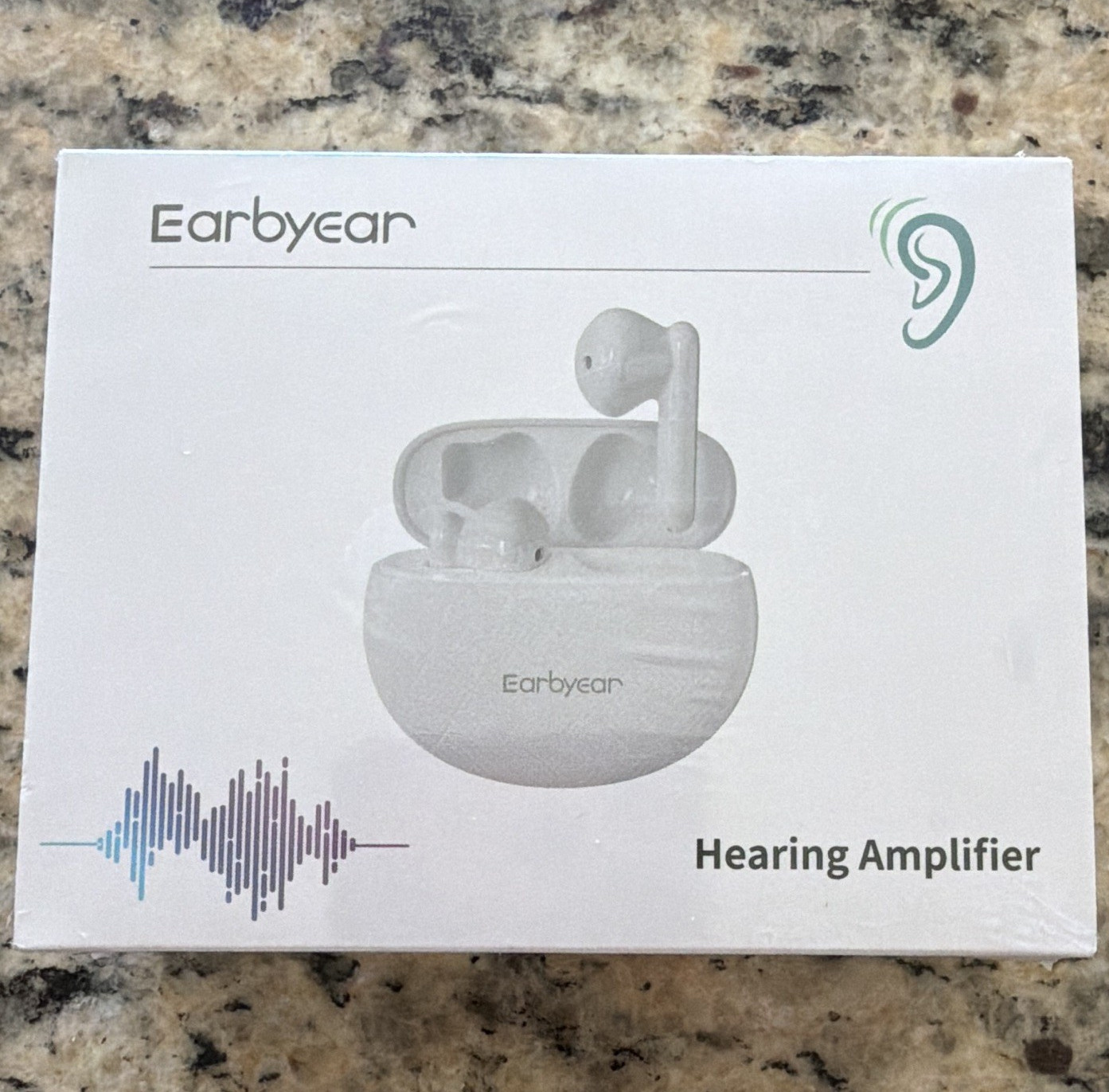 Earbyear Rechargeable ITE Hearing Amplifier w/ Charging Case, White