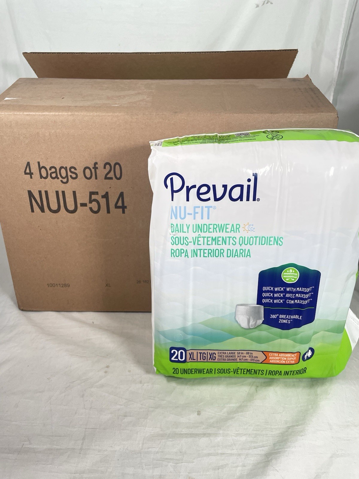 Prevail Nu-Fit Extra Absorbency Adult Diapers XL Pull-Ups 80ct (4 Packs of 20)
