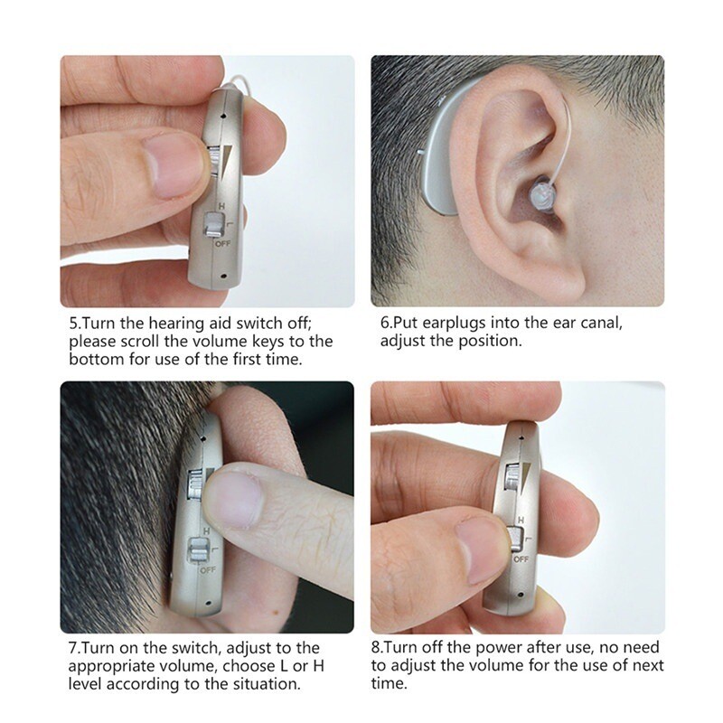 Digital Rechargeable Hearing Aid Noise Cancelling Behind-the-Ear Sound Amplifier