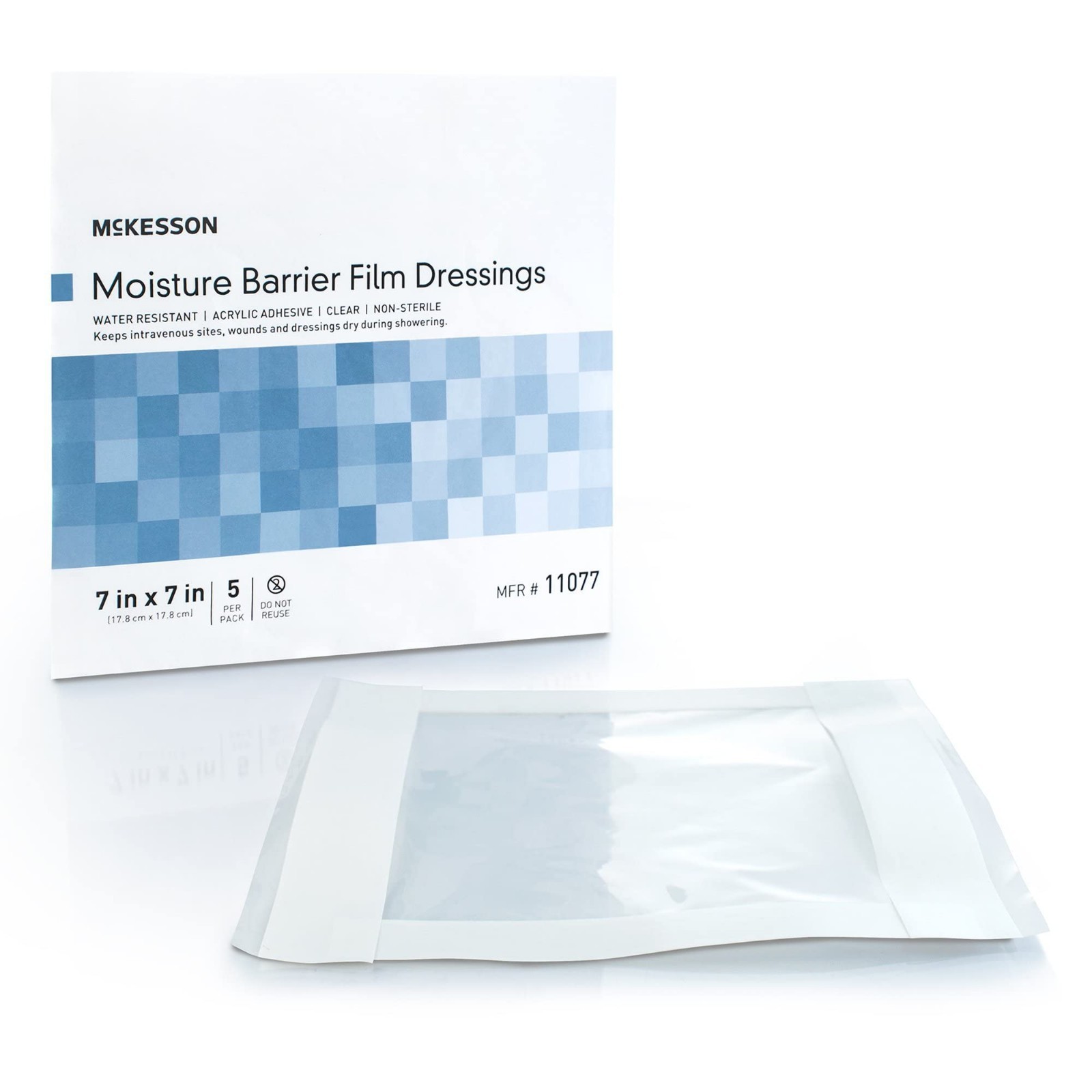 Clear IV Site Barrier Protector – 7″x7″ Water-Resistant Adhesive Film, 5 Count,