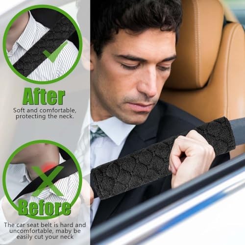 WSSROGY 5 Pack Soft Comfort Car Seatbelt Cover Protector Pads Strap for Black