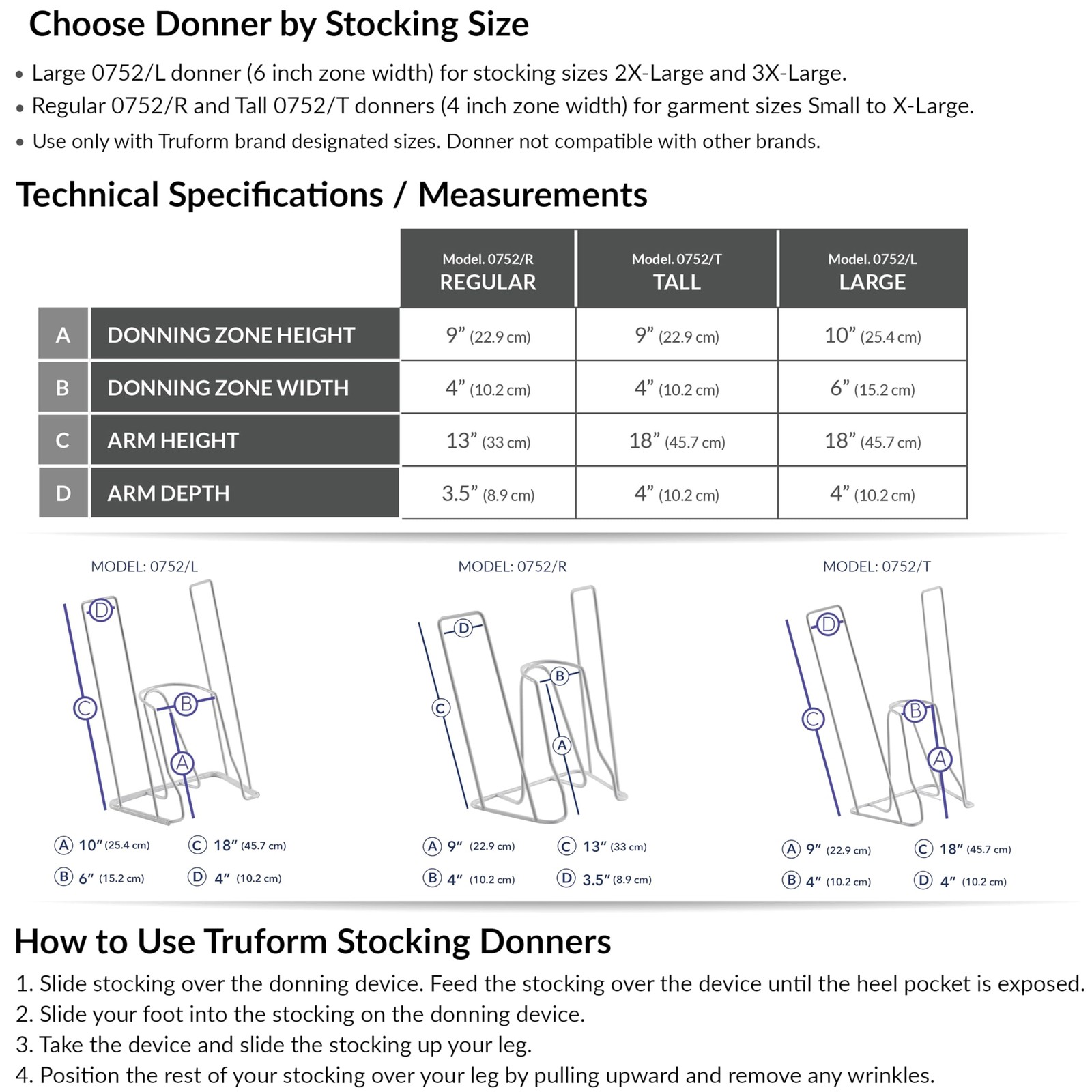 Truform Stockings Donner, Helper for Applying Large Foot Zone, White
