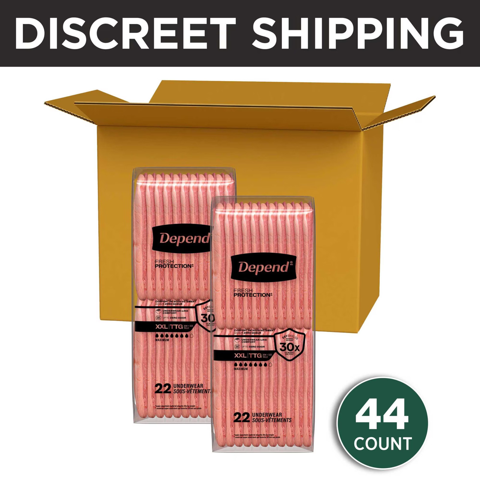 Depend Fresh Protection Incontinence Underwear for Women, XXL 44ct