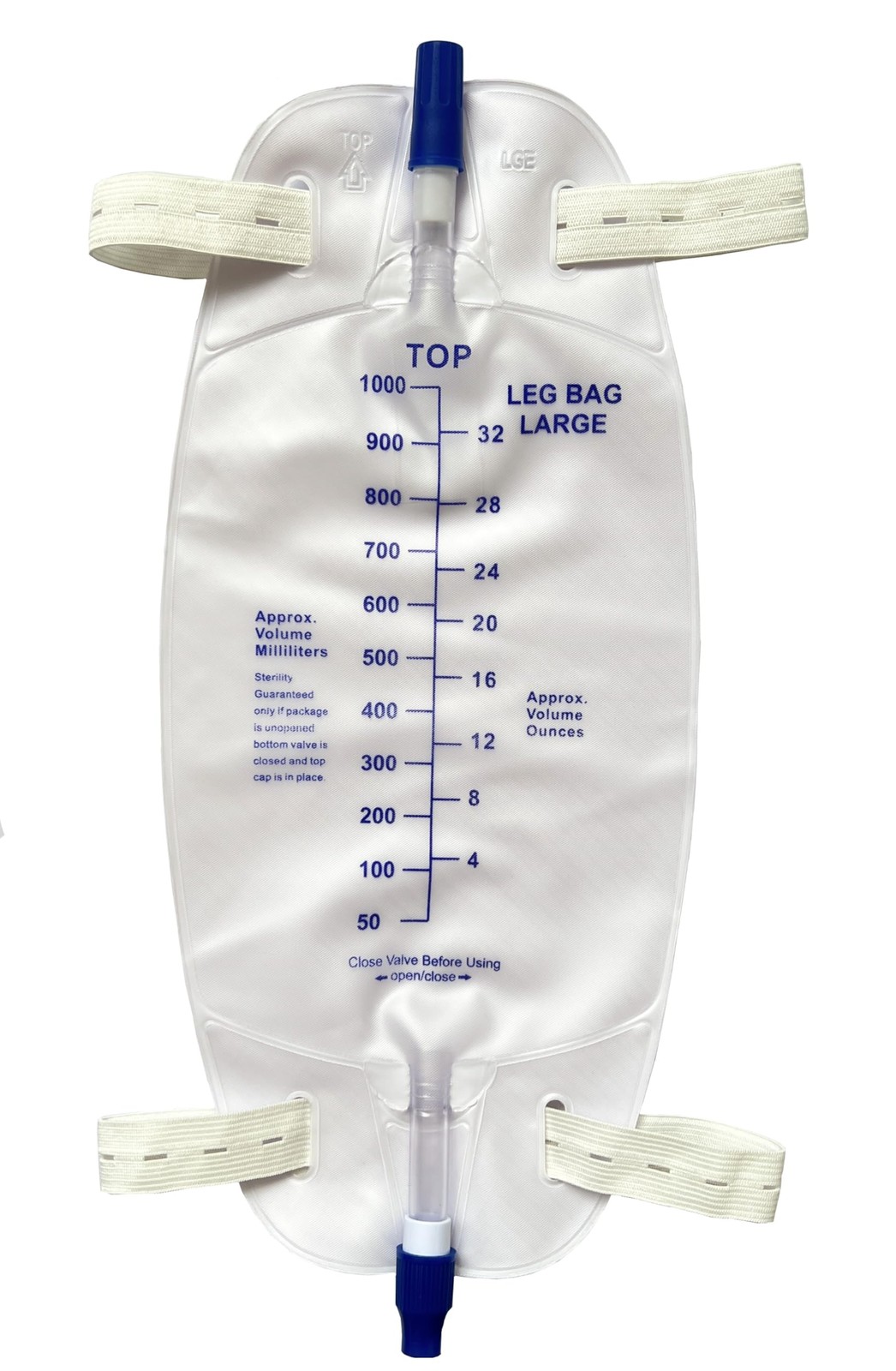 4 Pack 1000ml Urine Leg Catheter with 18” Drainage Tube, Anti Reflux Valve