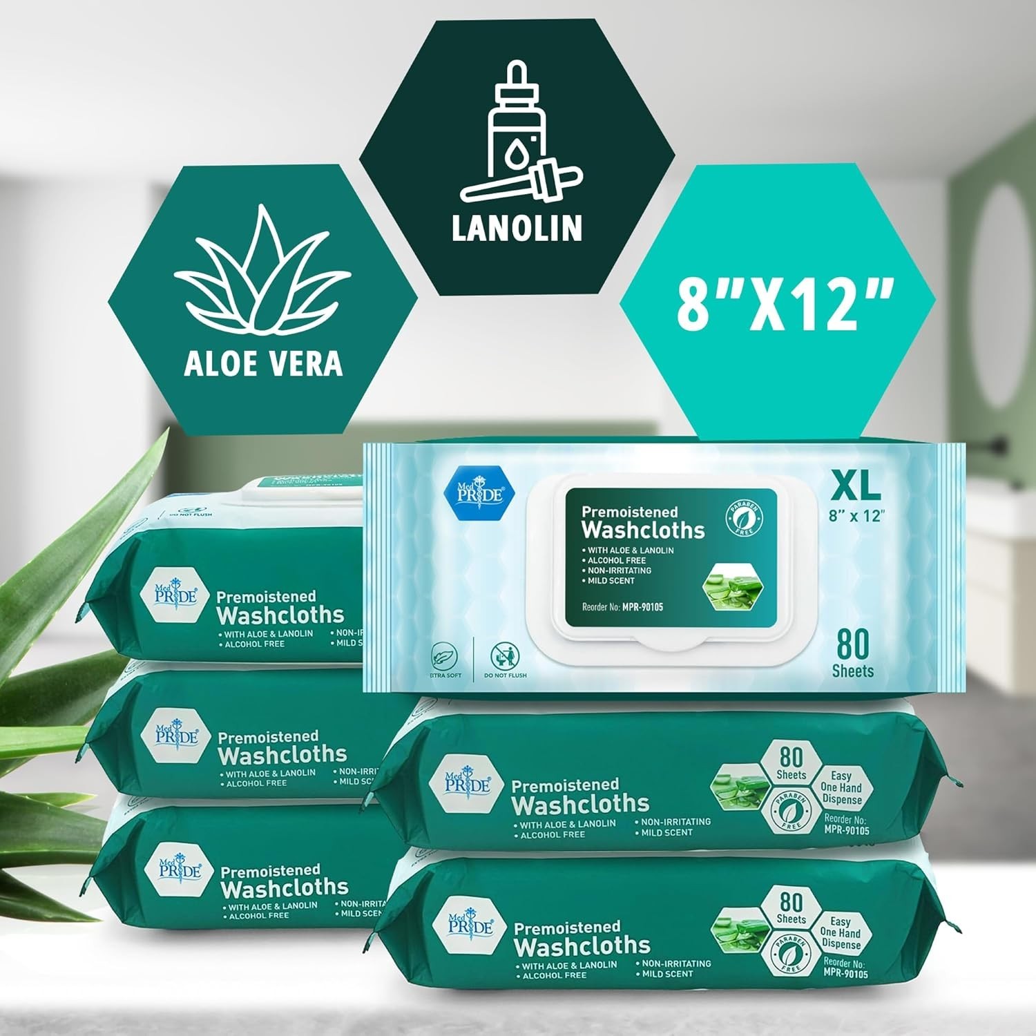 XL Disposable Adult Washcloths 480ct, Aloe Vera