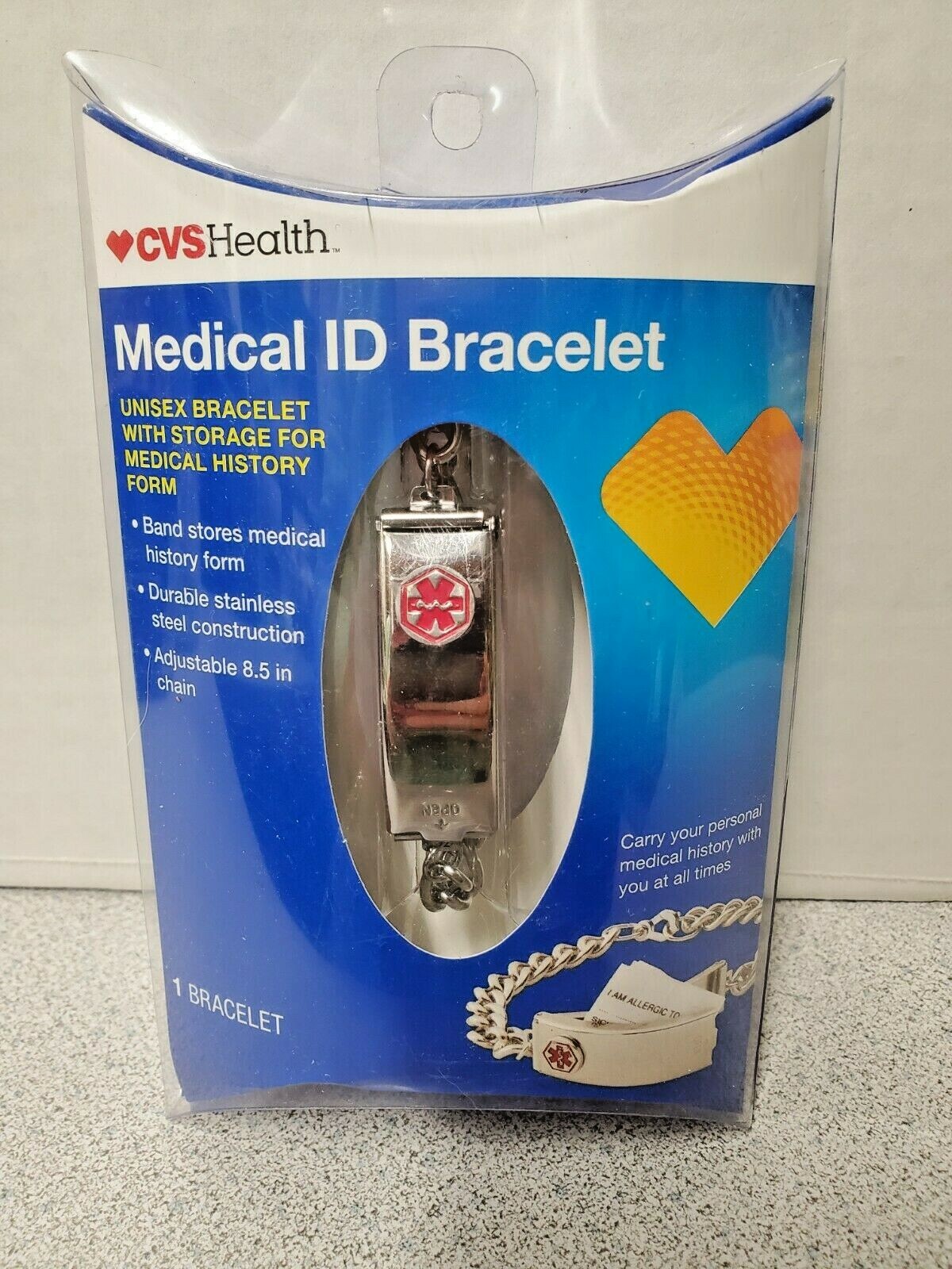 CVS Unisex Medical ID Bracelet Stainless Steel Adjustable