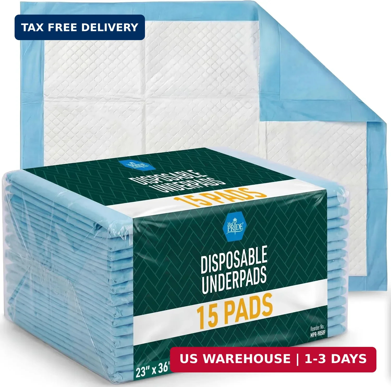 MED PRIDE 15 Disposable Underpads 23” X 36” Incontinence Pads, Chux, Bed Cover