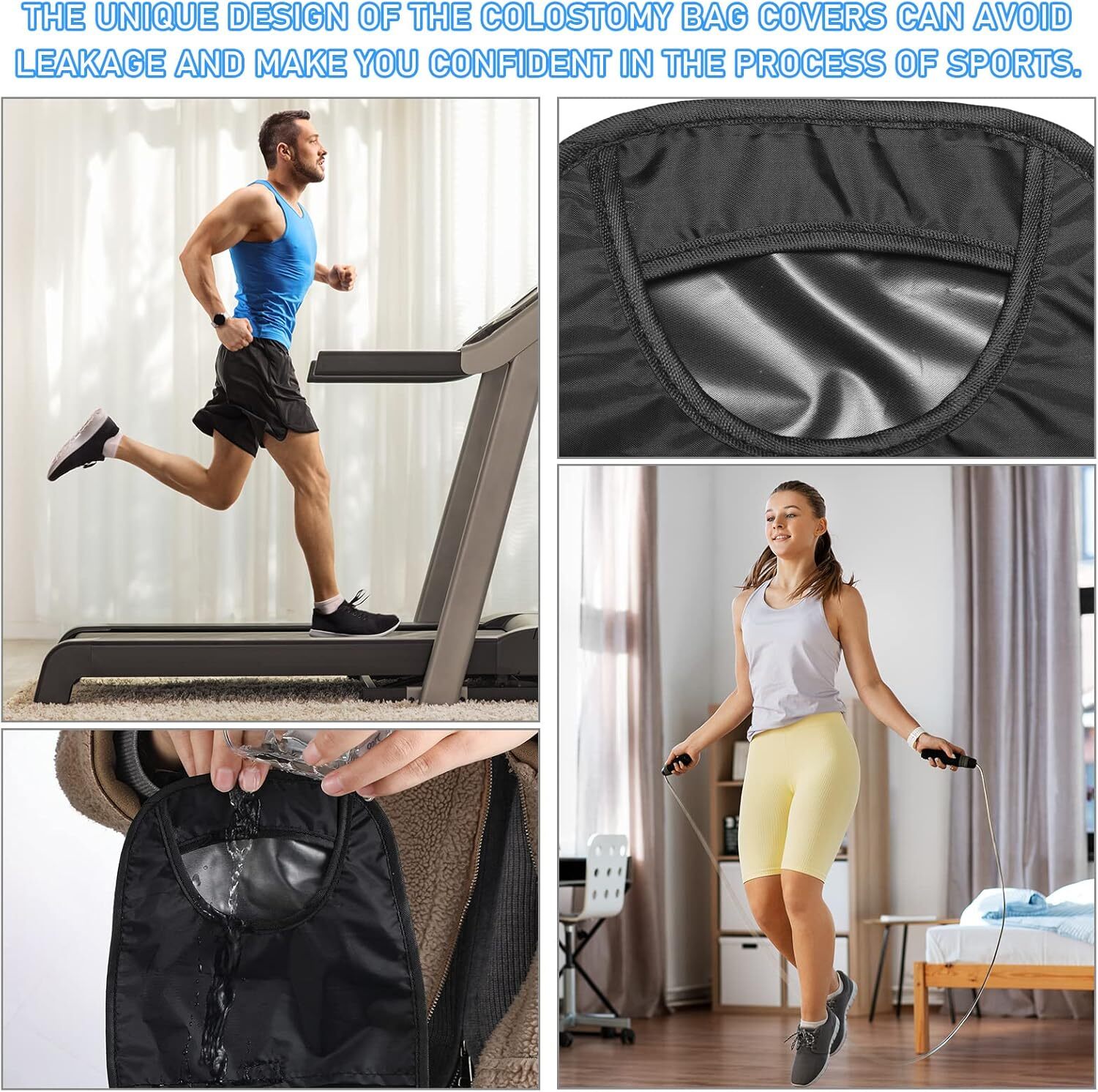 6 Pcs Ostomy Bag Covers Waterproof Shower Cover Stretchy Blac