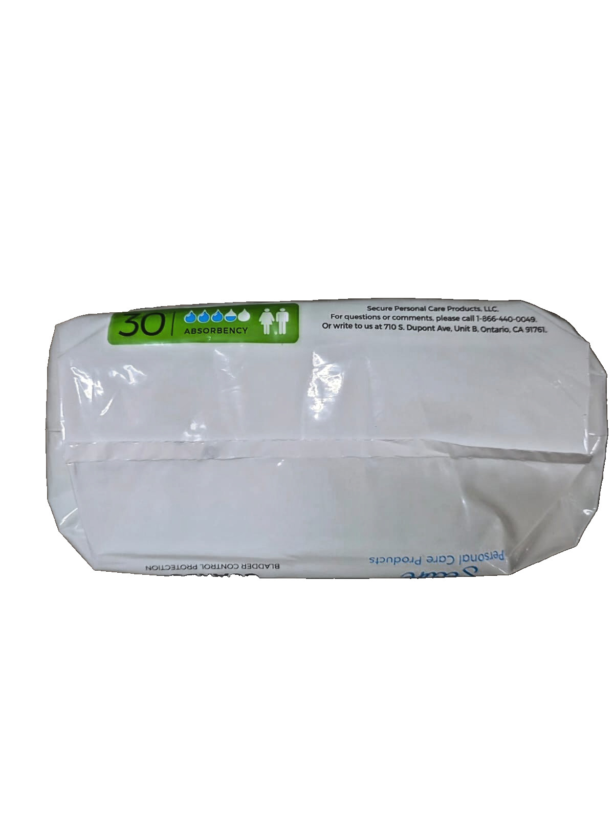 Secure Personal Care Extra Length Light Guards 30 Ct Bladder Control Pads Unisex