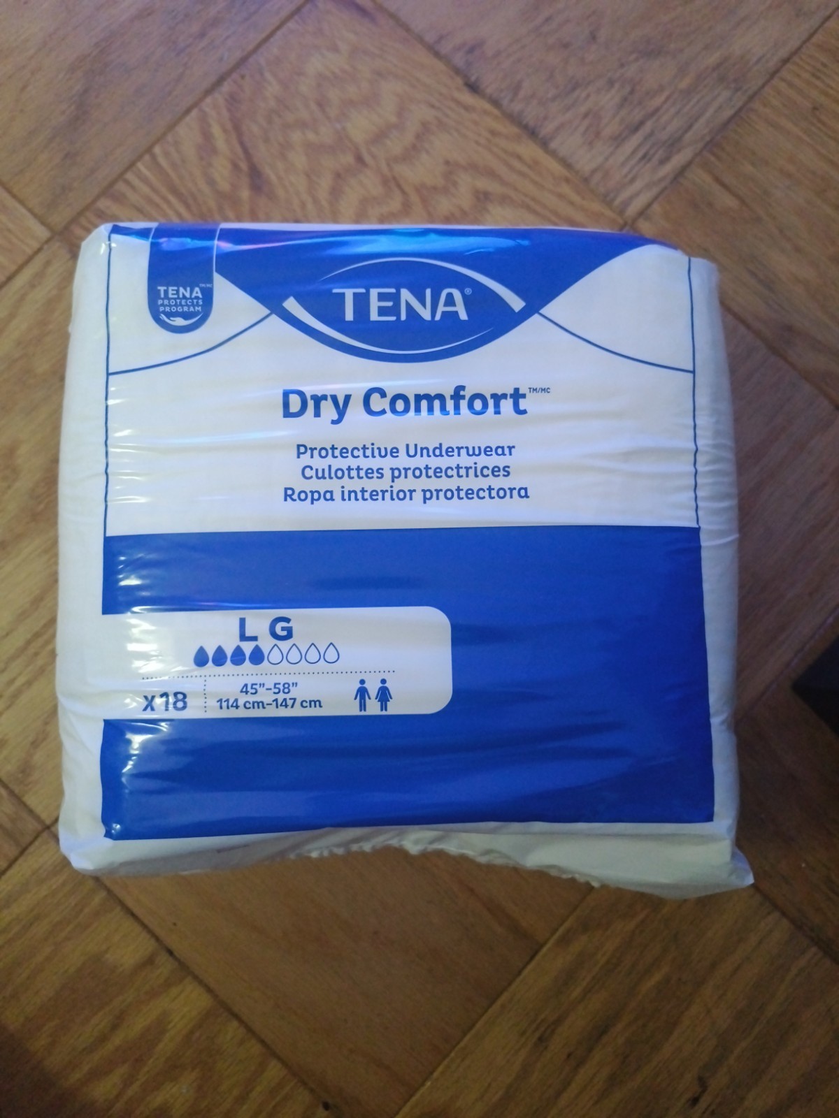 Tena Dry Comfort Protective Underwear Size LARGE 45”-58”