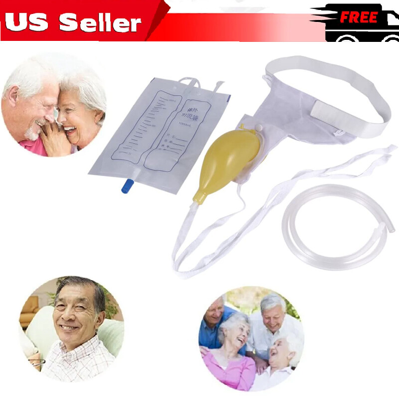 US 1000ml Male Urine Bag Urinal Pee Holder Collector Toilet Urinary Incontinent