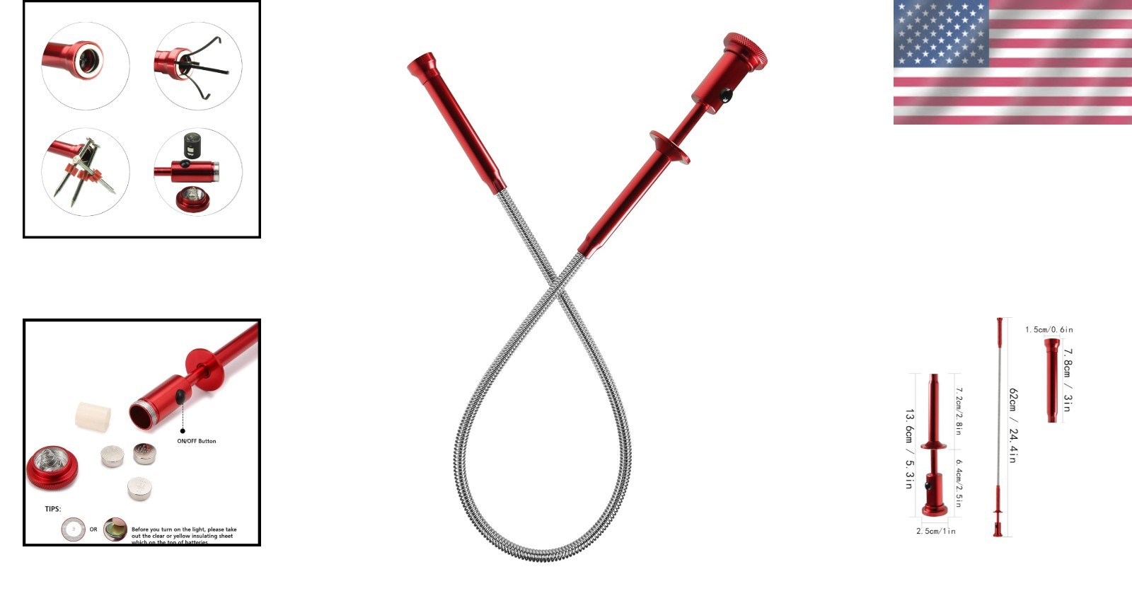 Flexible Claw Grabber Pickup Tool with Magnetic Bright LED Light,24.4In Long Mag