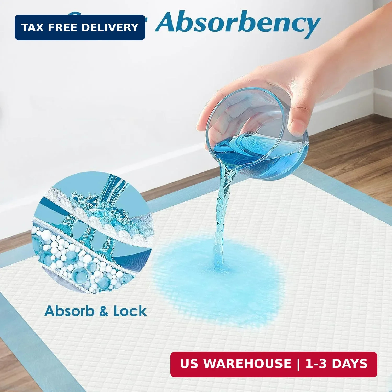 Wowflash Super Absorbency Disposable Diaper Pads for Baby, Puppy and Adults, Dis