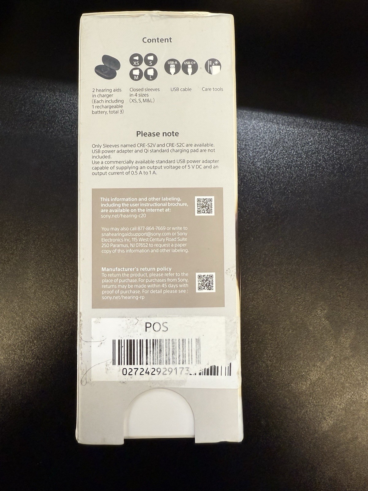 Sony CRE-C20 Self-Fitting OTC Hearing Aid, FDA