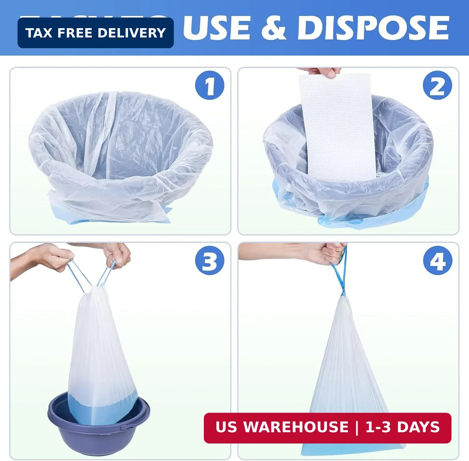 150 Pack Commode Liners with Absorbent Padsï¼Œ150 Disposable Commode Bags and 1