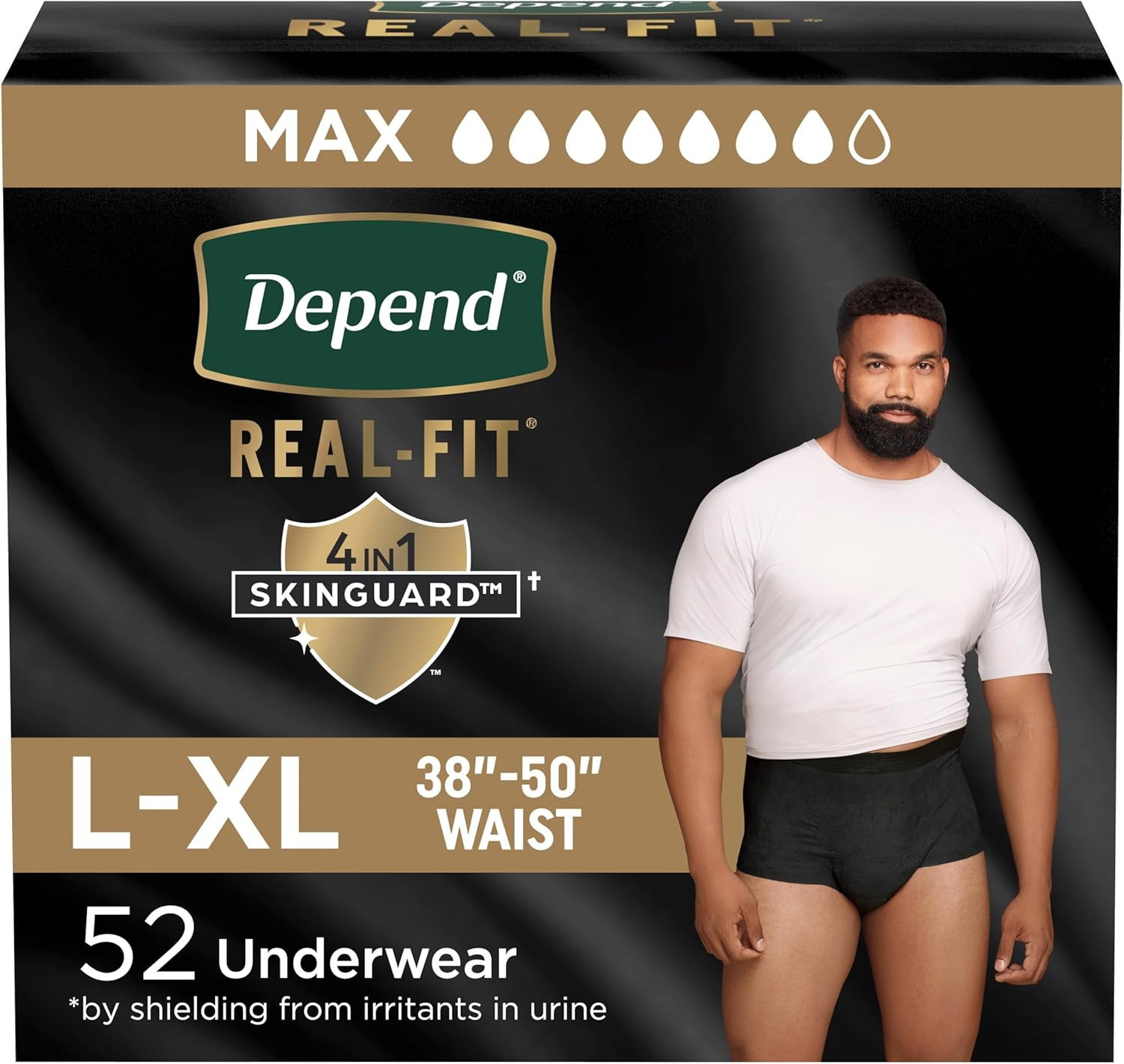 Real Fit Incontinence Underwear for Men, Disposable, Maximum Absorbency, Large/E